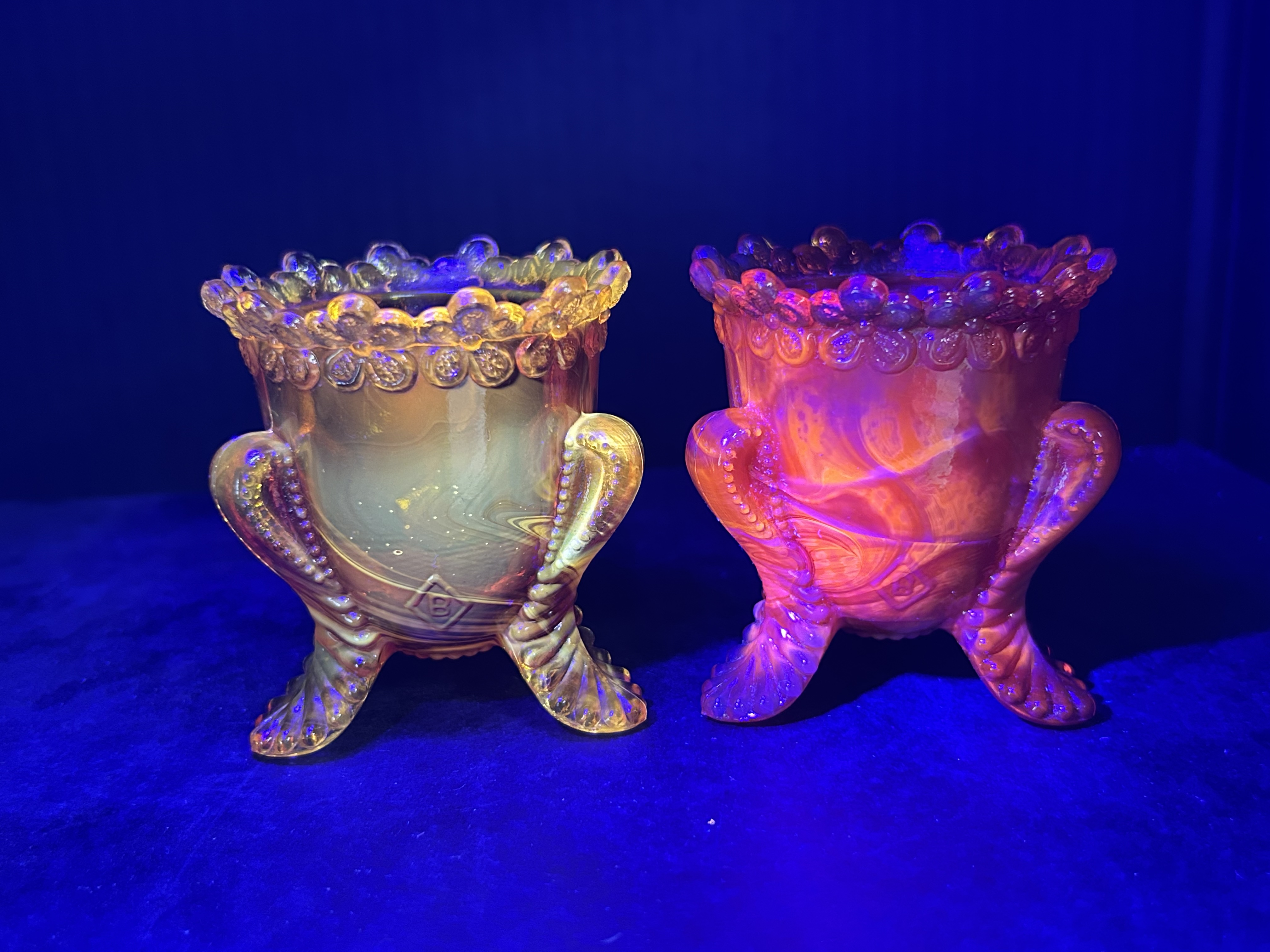 BOYD SLAG GLASS TOOTHPICK HOLDERS, CIRCA 1980