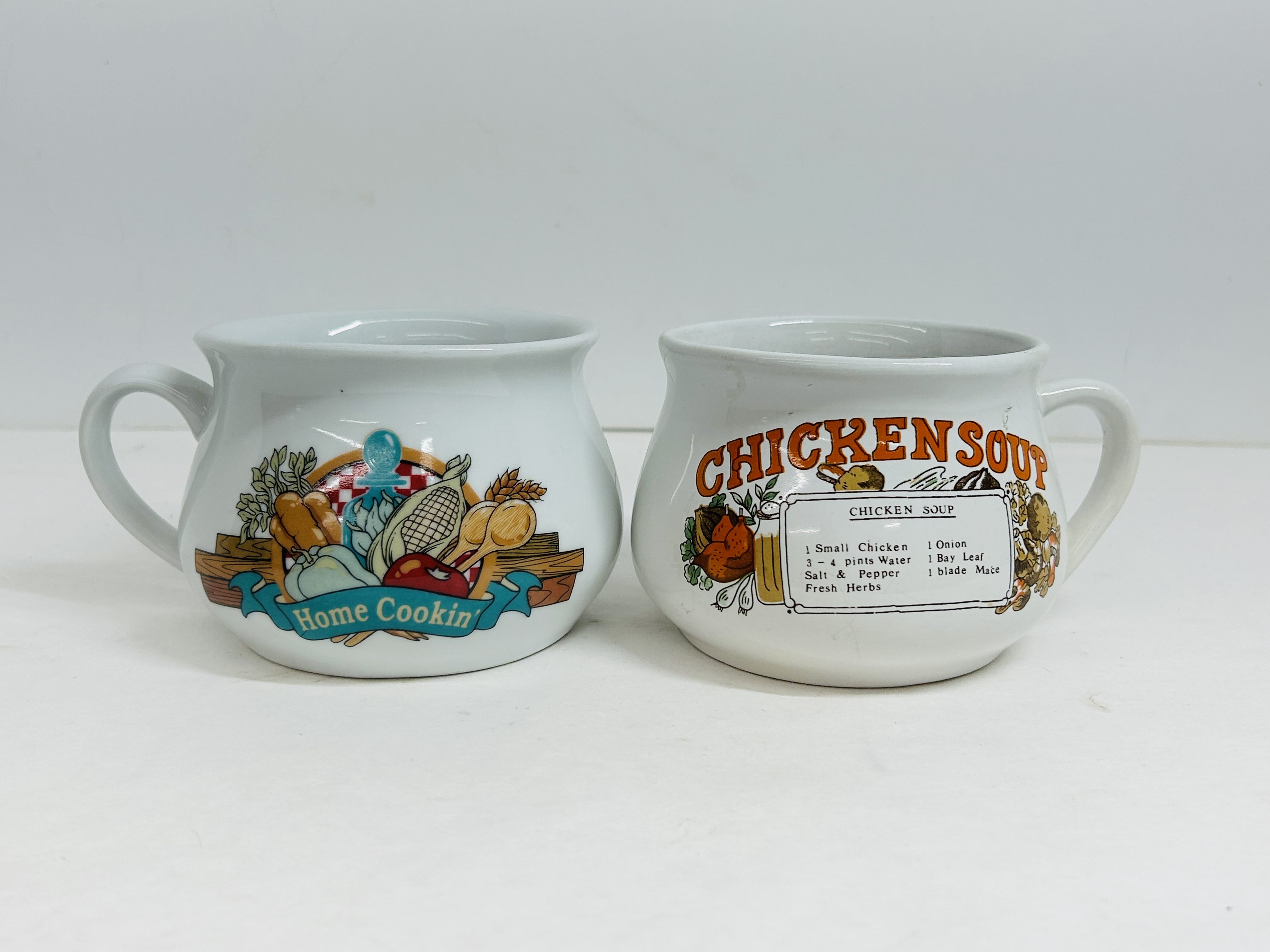 VINTAGE CERAMIC SOUP RECIPE MUGS
