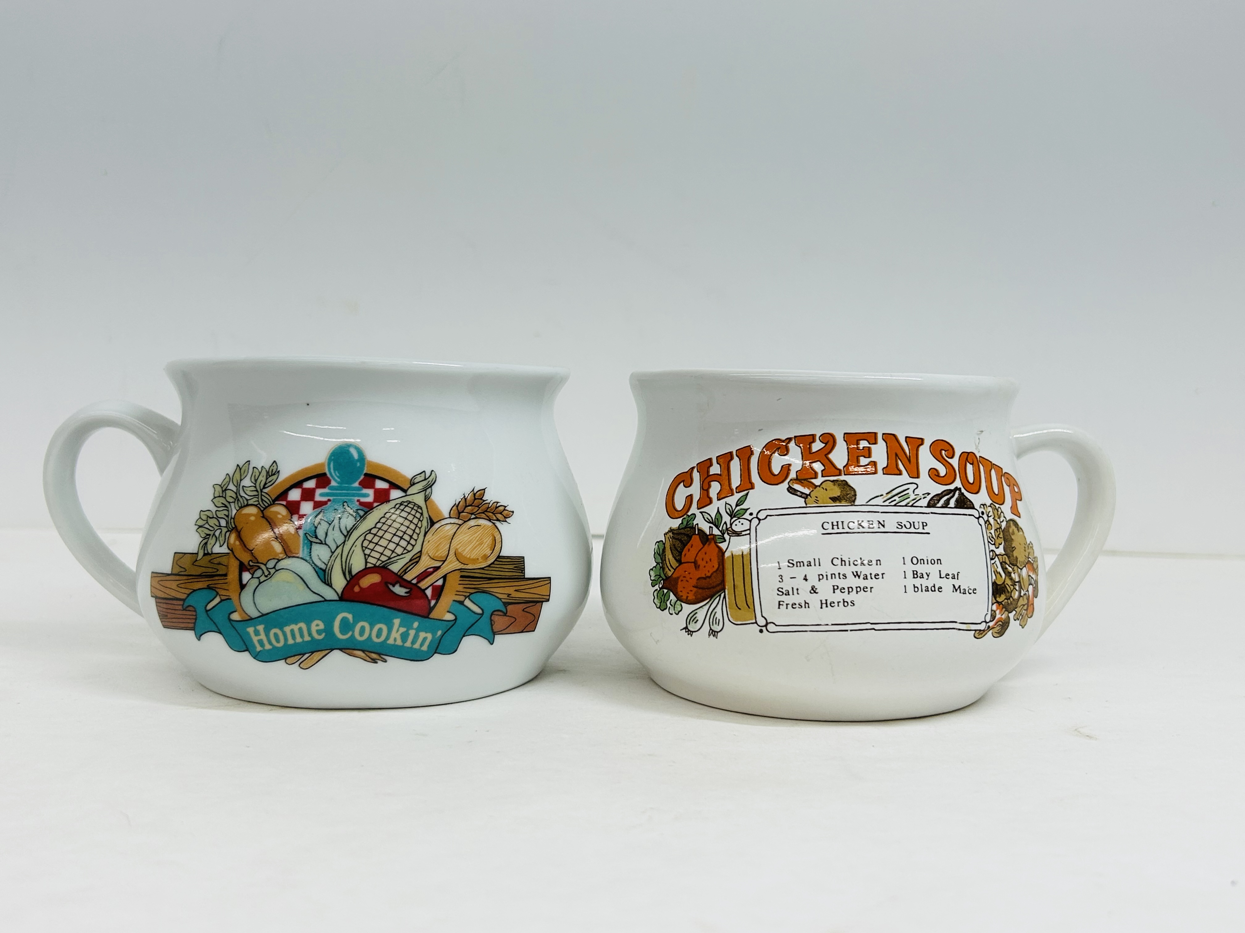 VINTAGE CERAMIC SOUP RECIPE MUGS
