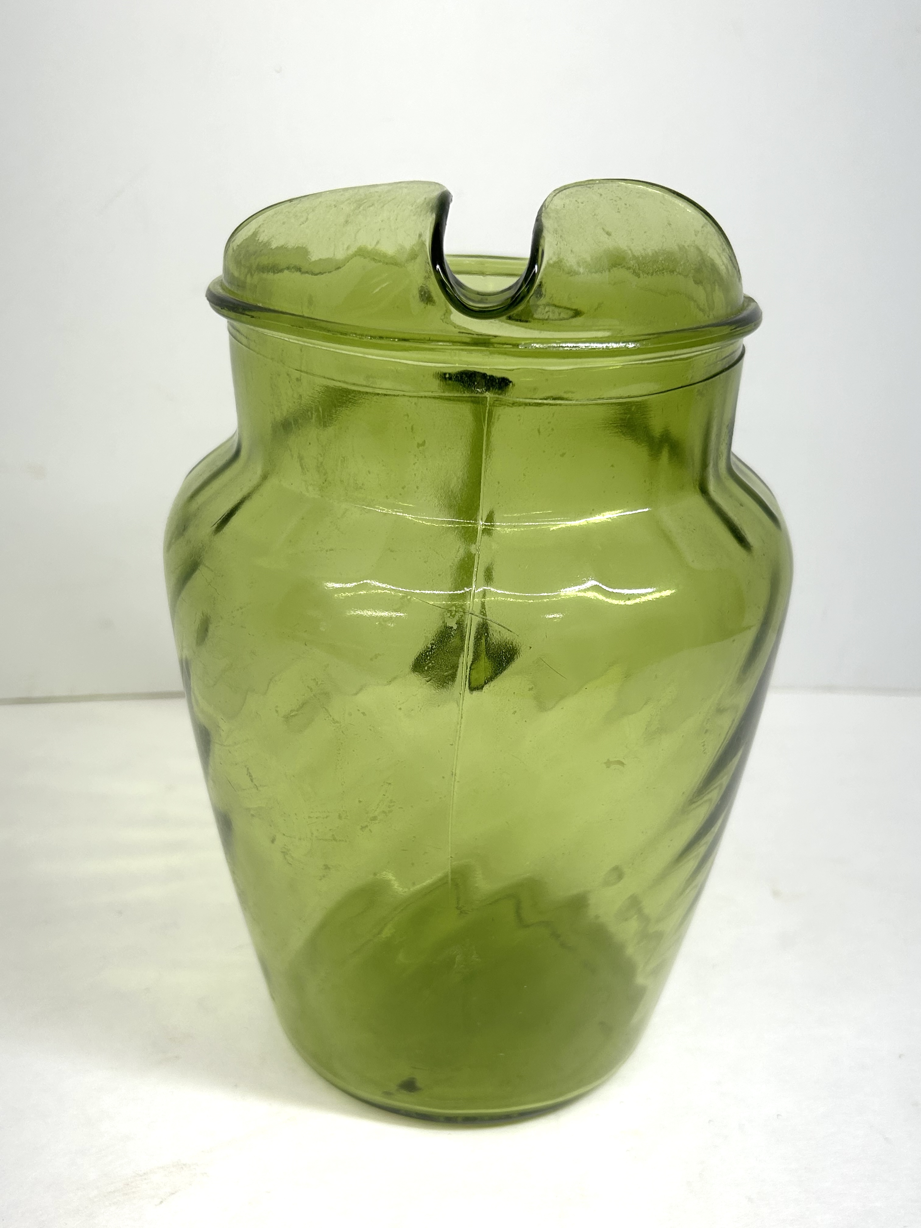 ANCHOR HOCKING GREEN GLASS PITCHER, CIRCA 1960S