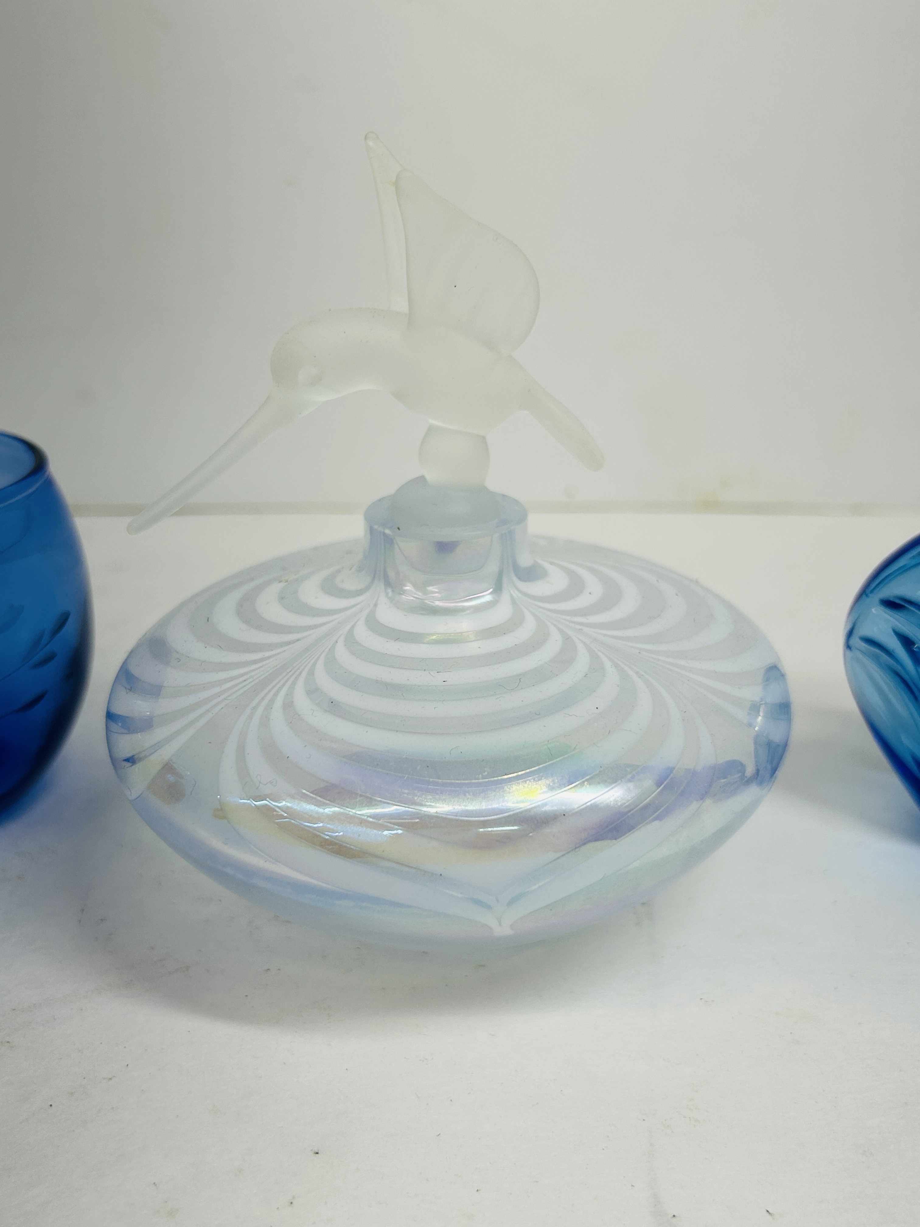 ASSORTED BLUE ART GLASS PERFUME BOTTLES, 20TH CENTURY