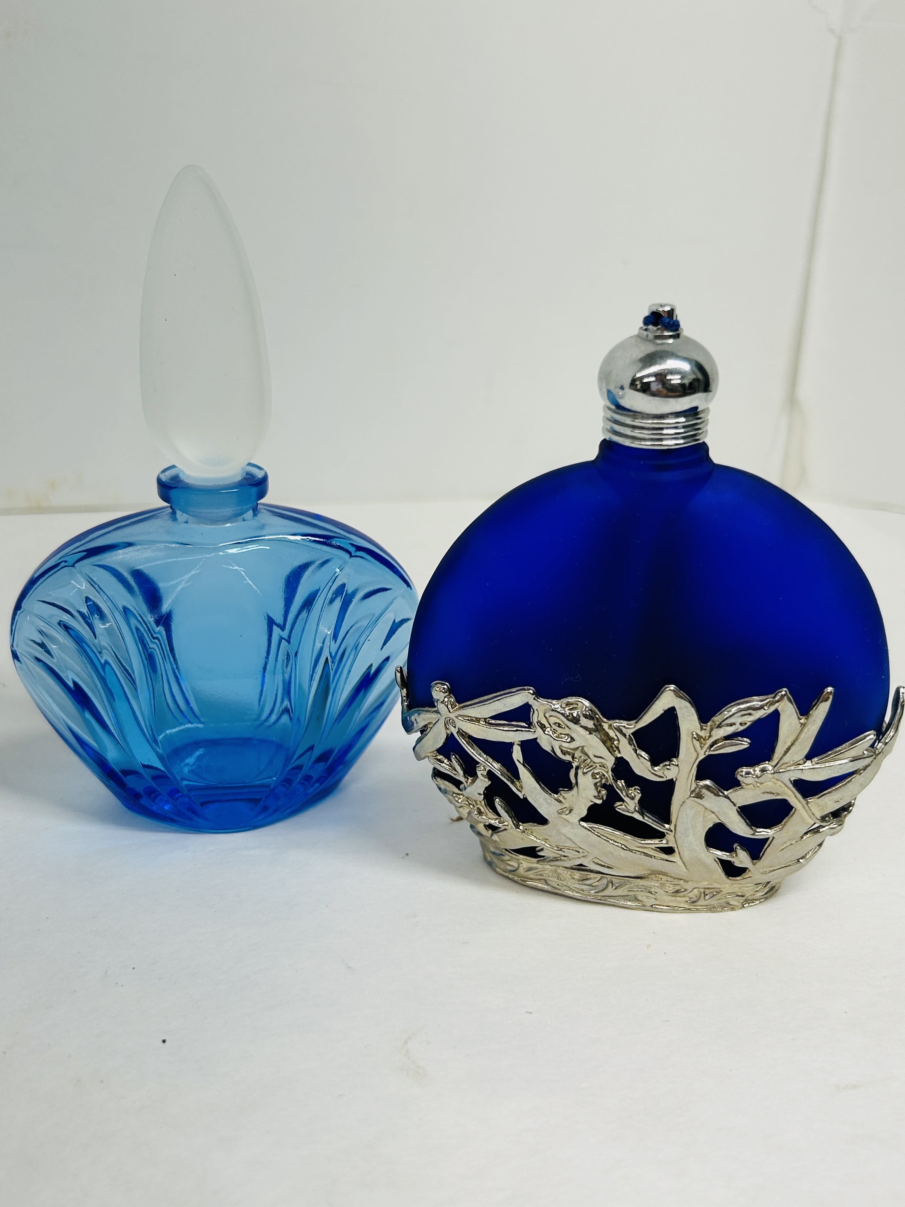 ASSORTED BLUE ART GLASS PERFUME BOTTLES, 20TH CENTURY