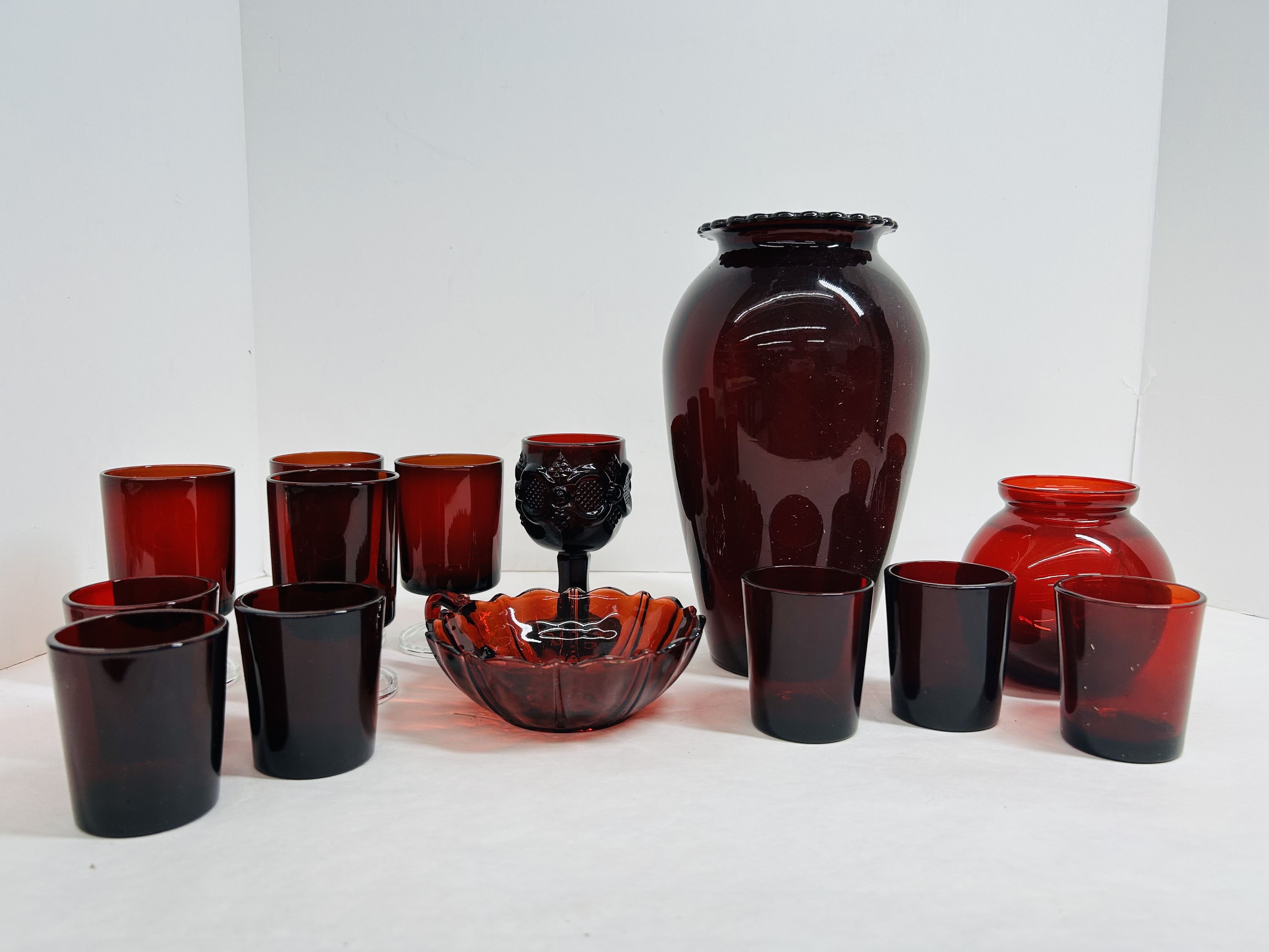 ANCHOR HOCKING ROYAL RUBY GLASS, MID-CENTURY