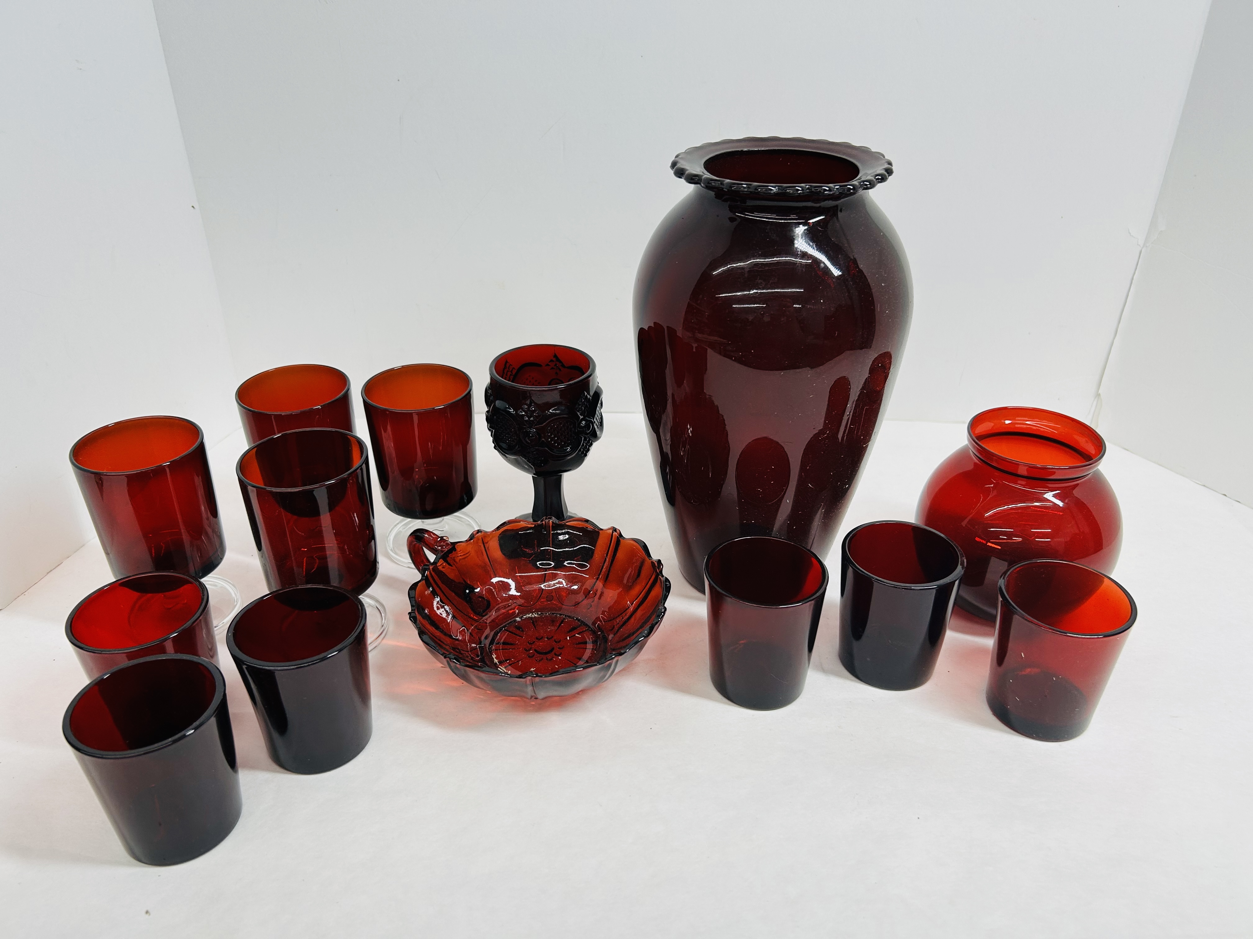 ANCHOR HOCKING ROYAL RUBY GLASS, MID-CENTURY