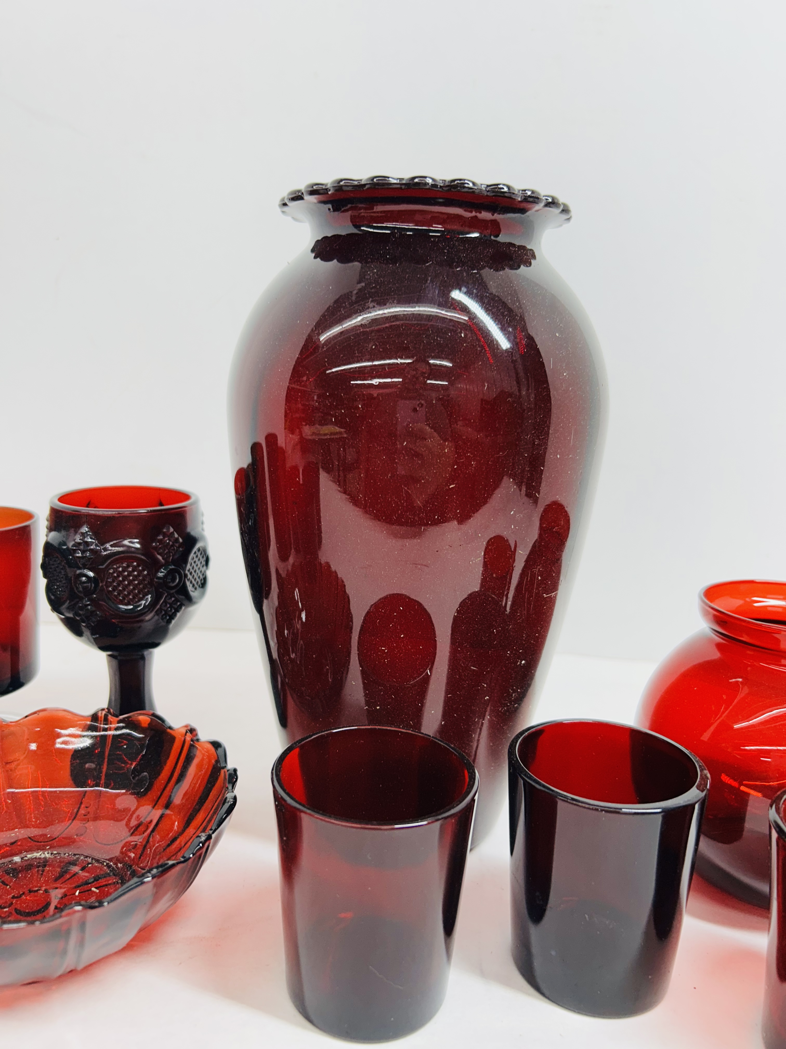 ANCHOR HOCKING ROYAL RUBY GLASS, MID-CENTURY