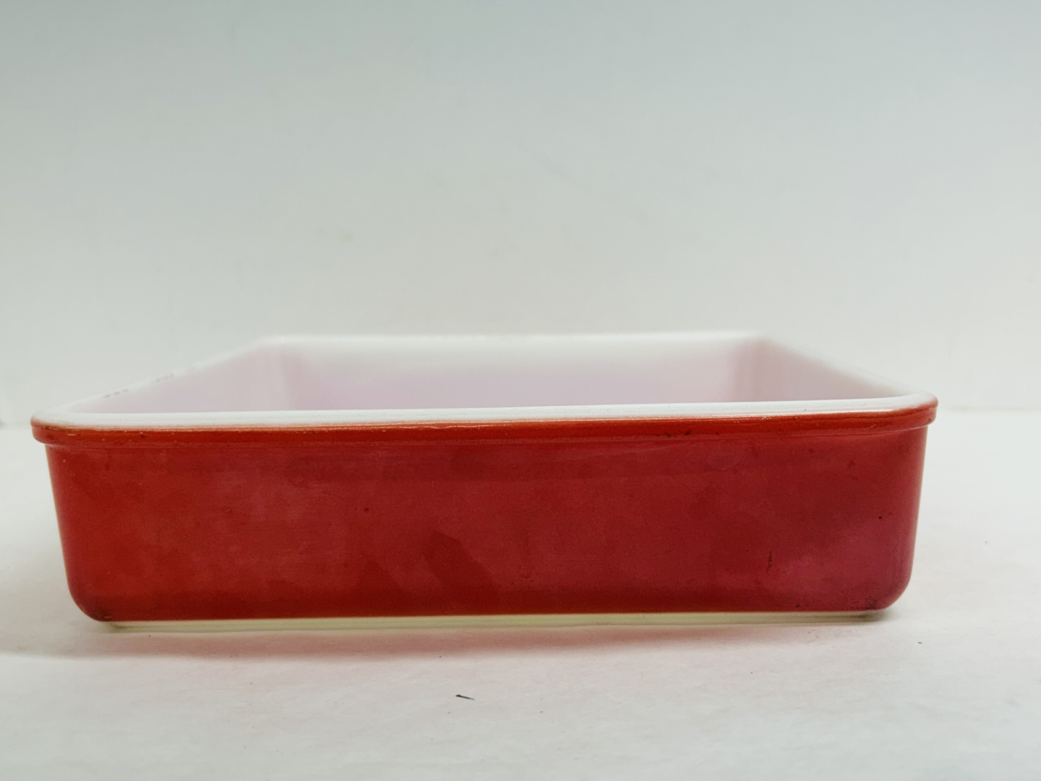 PYREX RED GLASS DISH
