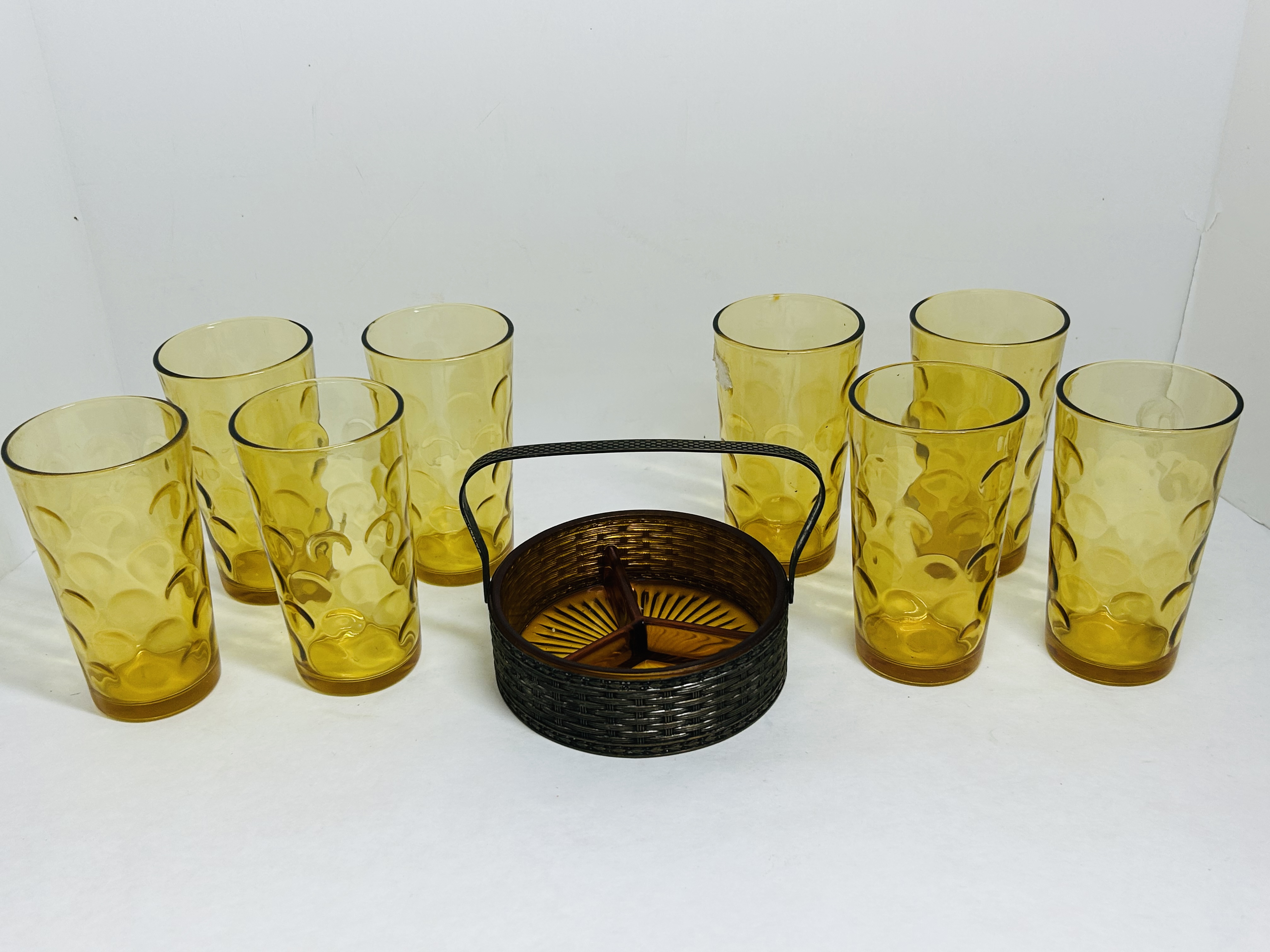 HAZEL ATLAS ELDORADO AMBER GLASSWARE, CIRCA 1960