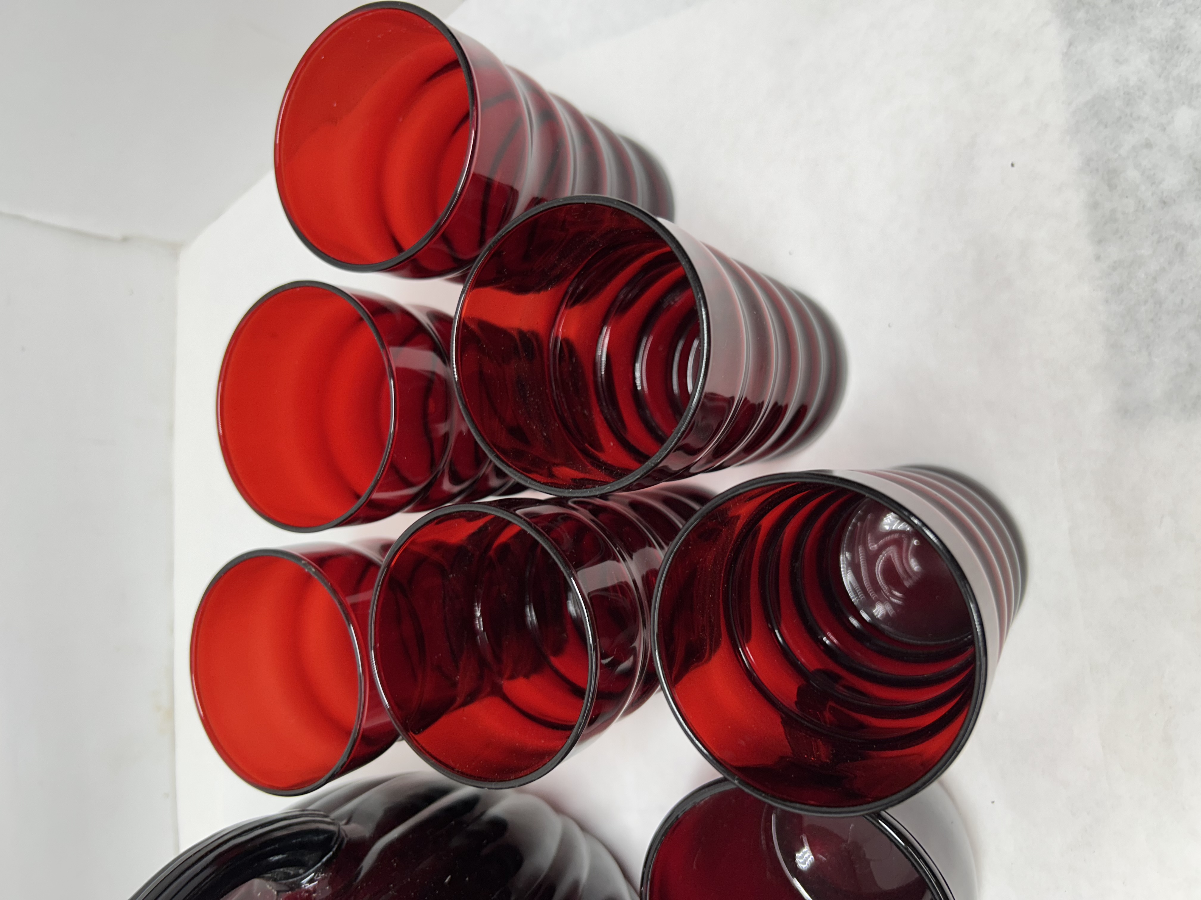 ANCHOR HOCKING ROYAL RUBY GLASS SERVICE, MID-20TH CENTURY