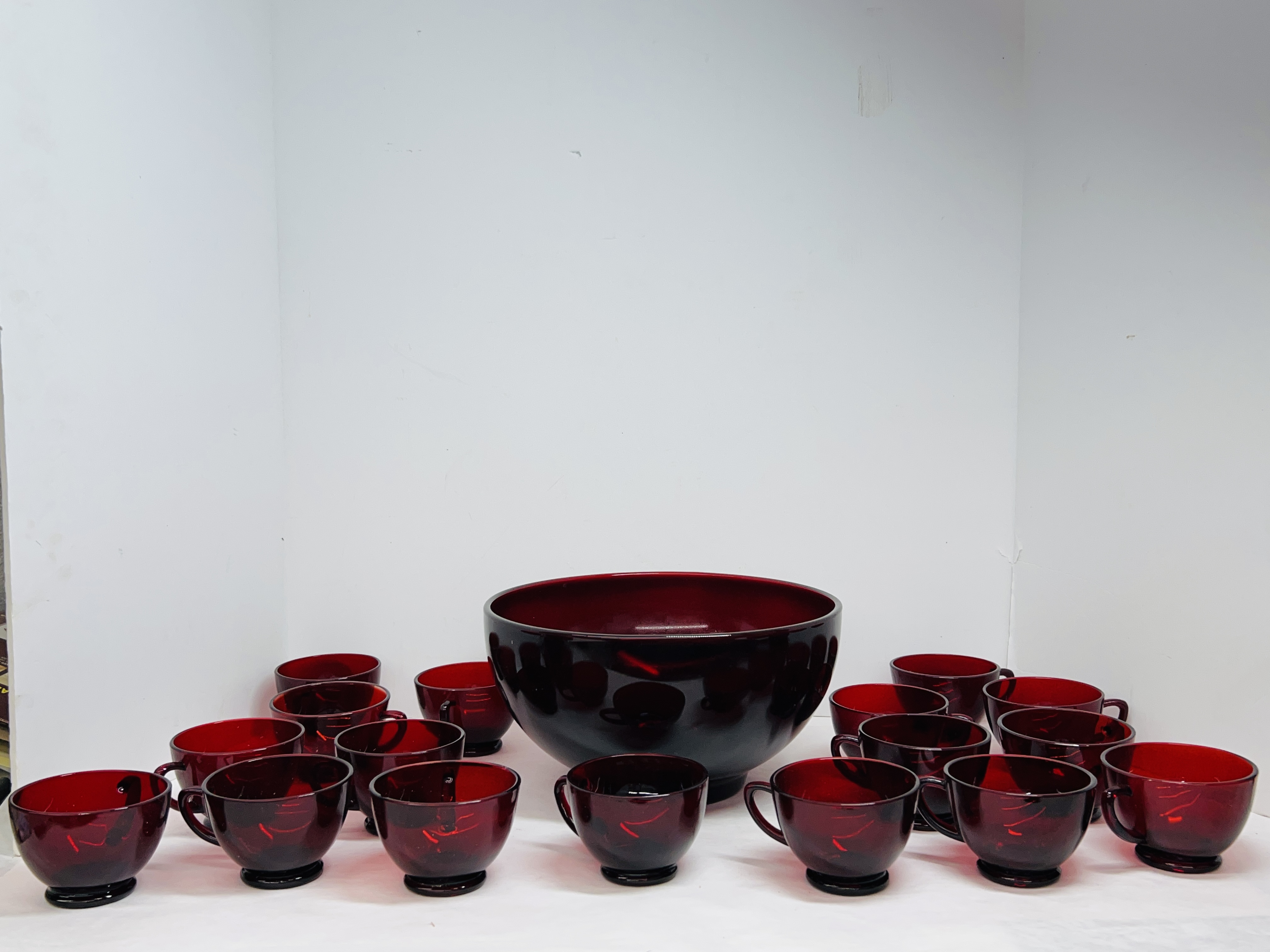 ANCHOR HOCKING ROYAL RUBY PUNCH SET, 1950S