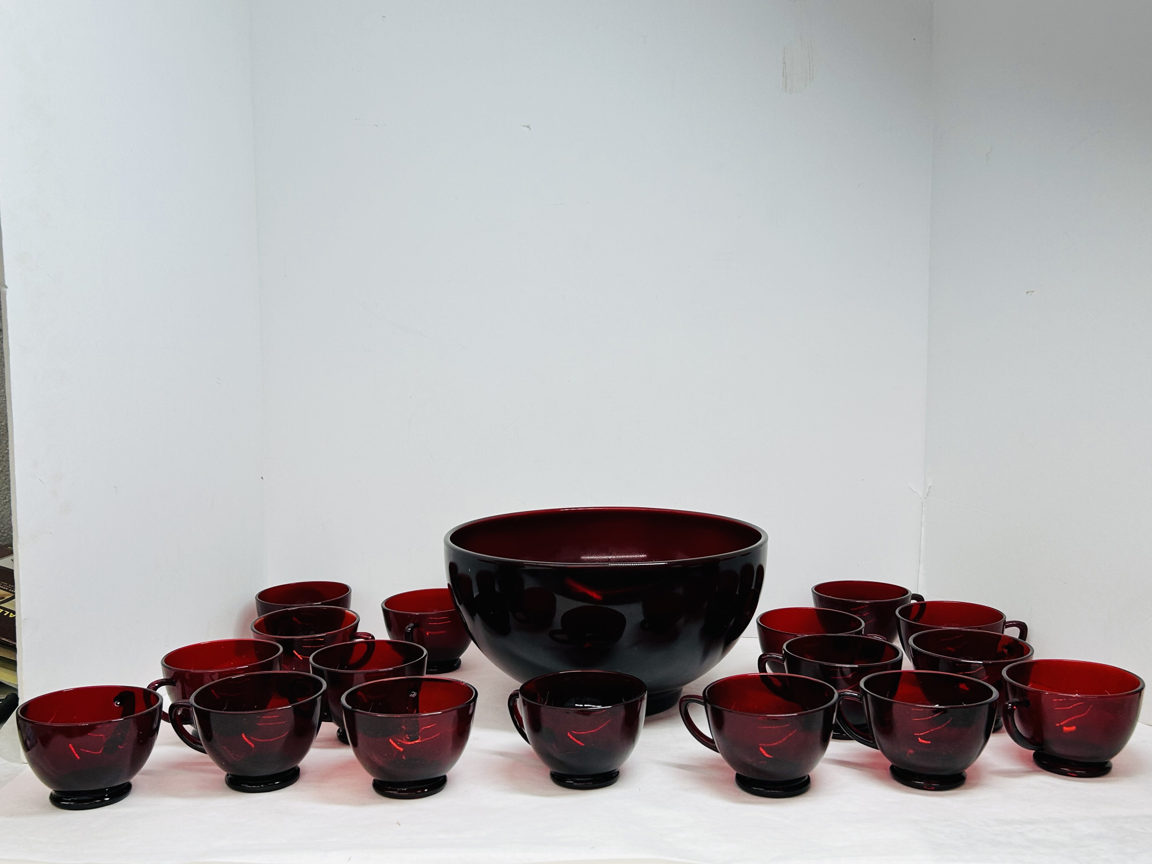 ANCHOR HOCKING ROYAL RUBY PUNCH SET, 1950S