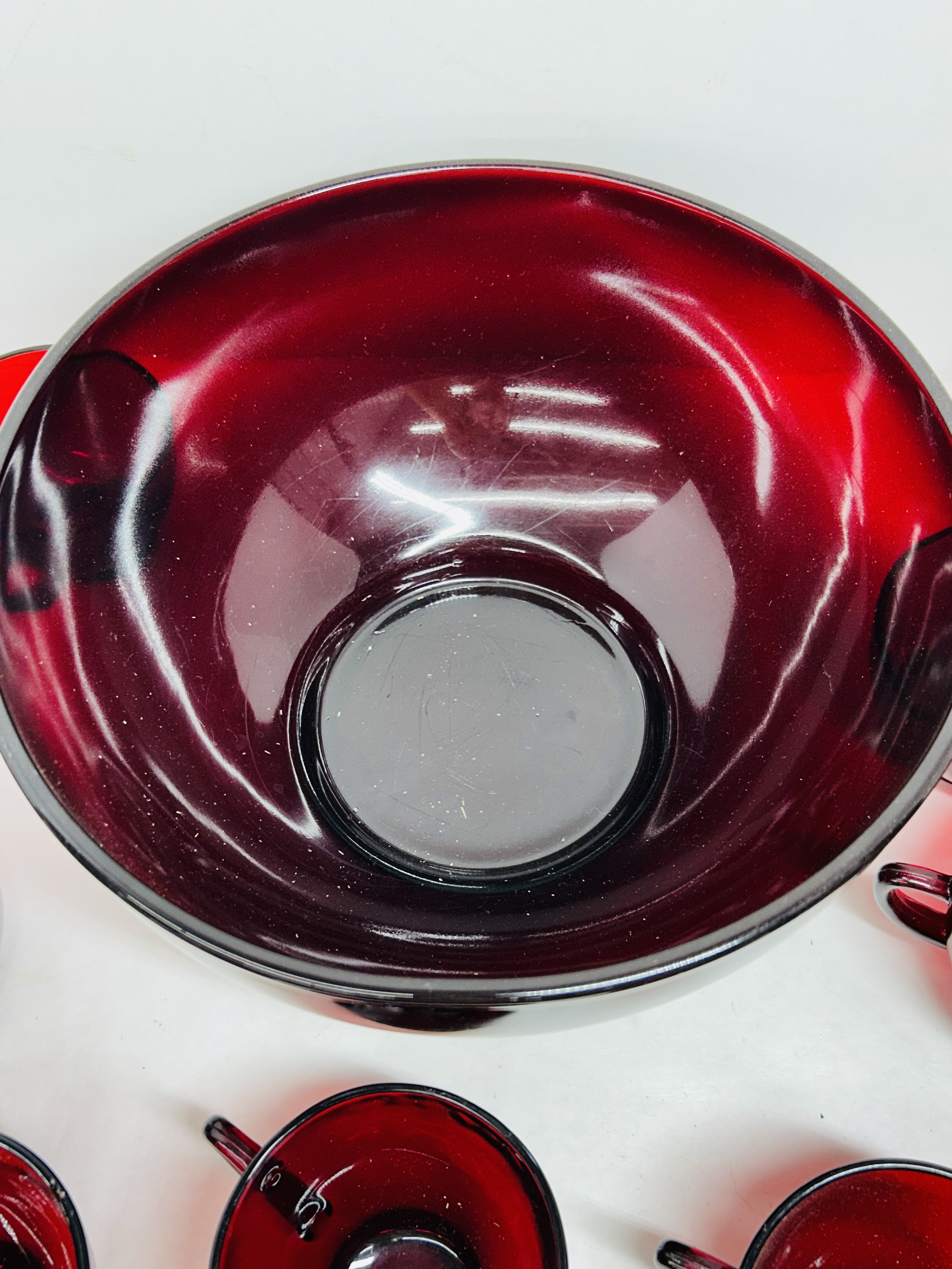 ANCHOR HOCKING ROYAL RUBY PUNCH SET, 1950S