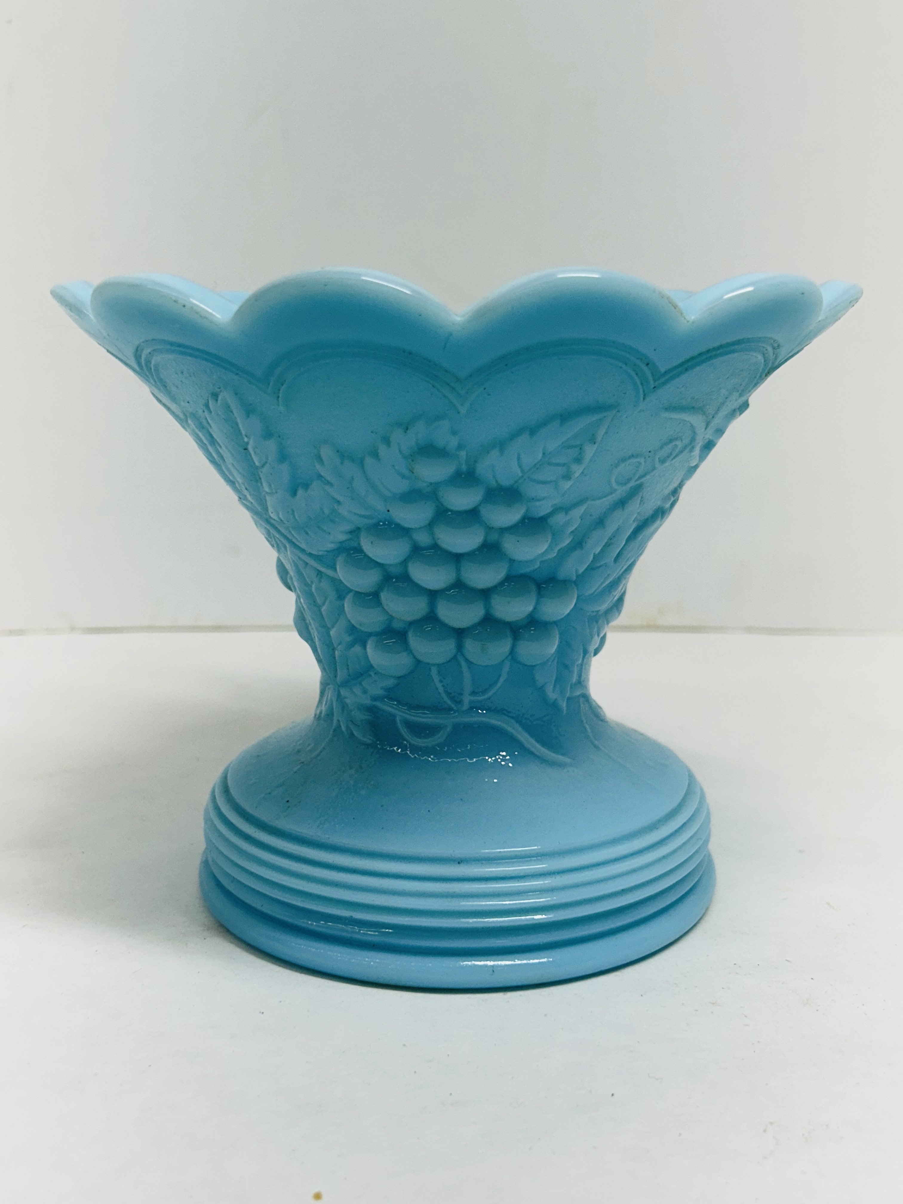 PORTIEUX VALLERYSTHAL BLUE OPALINE COMPOTE