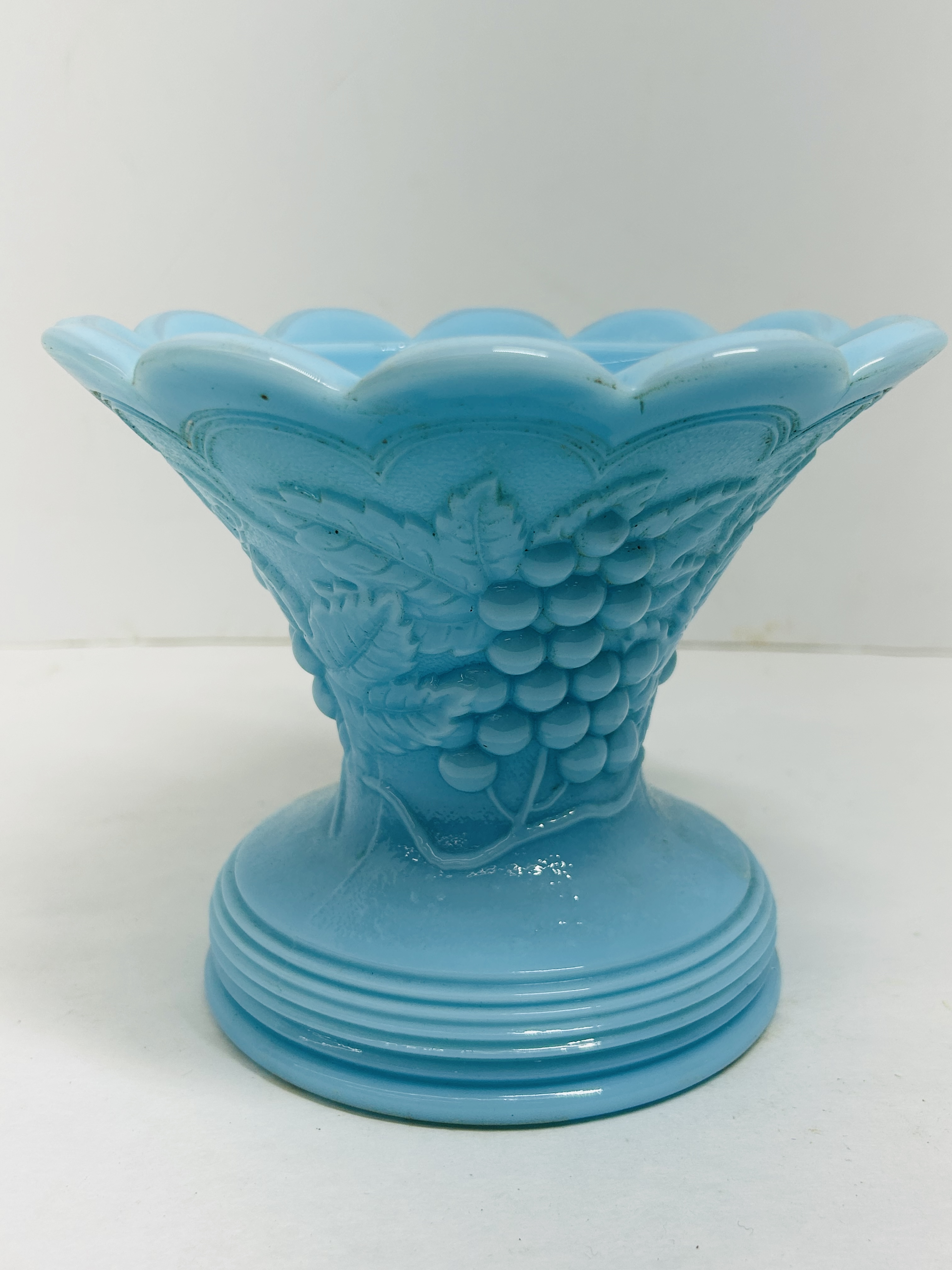 PORTIEUX VALLERYSTHAL BLUE OPALINE COMPOTE