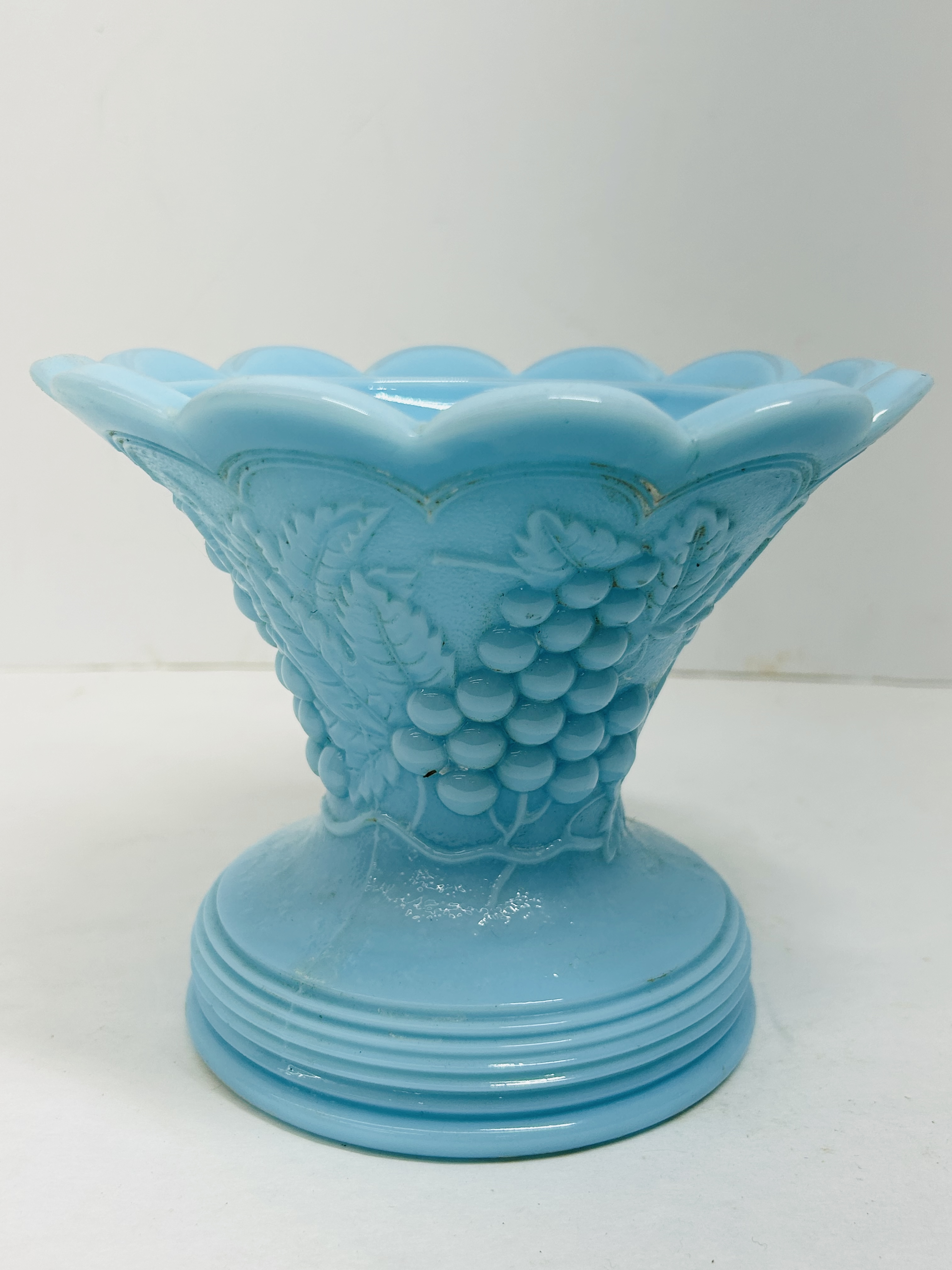 PORTIEUX VALLERYSTHAL BLUE OPALINE COMPOTE