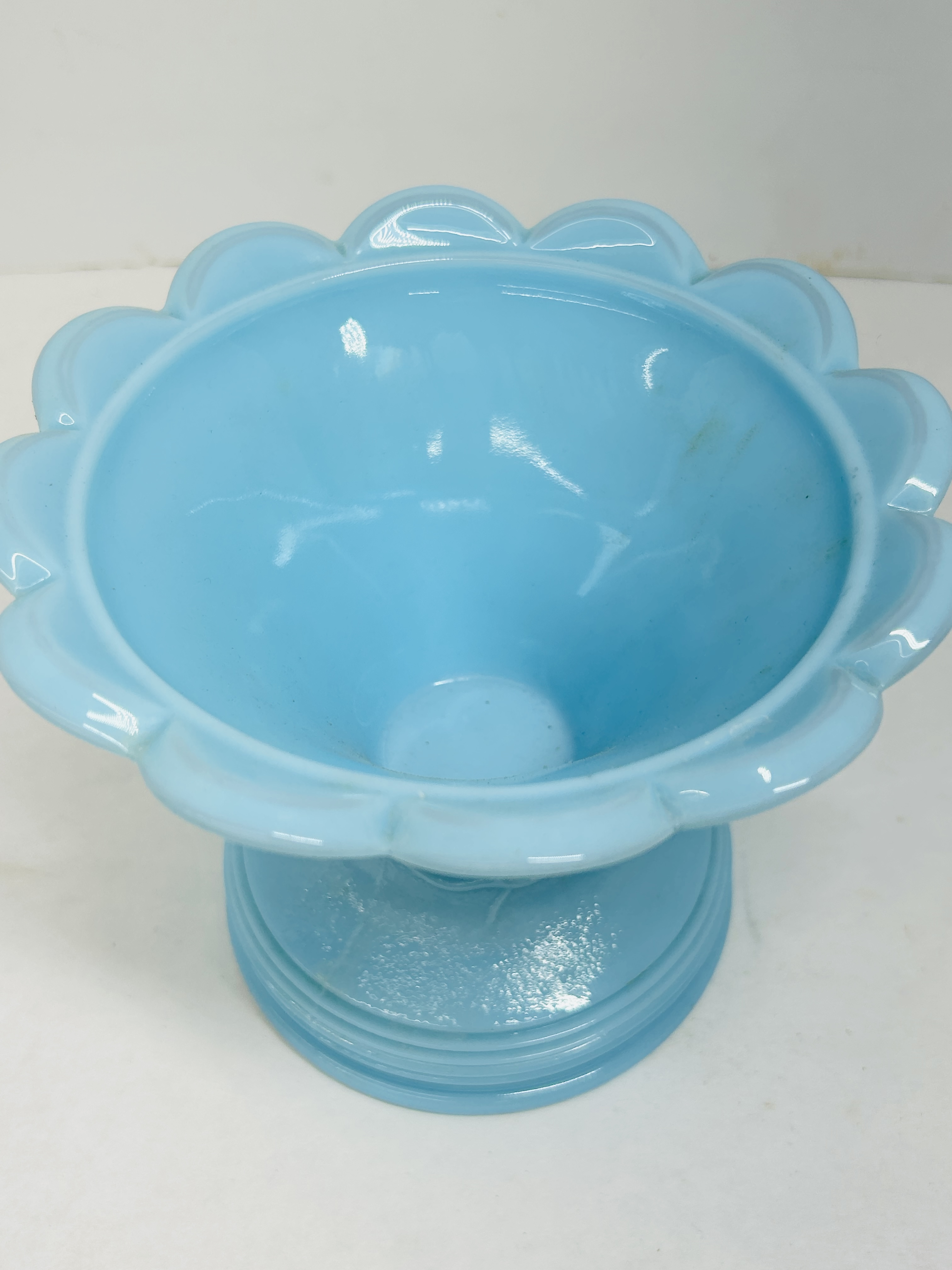 PORTIEUX VALLERYSTHAL BLUE OPALINE COMPOTE