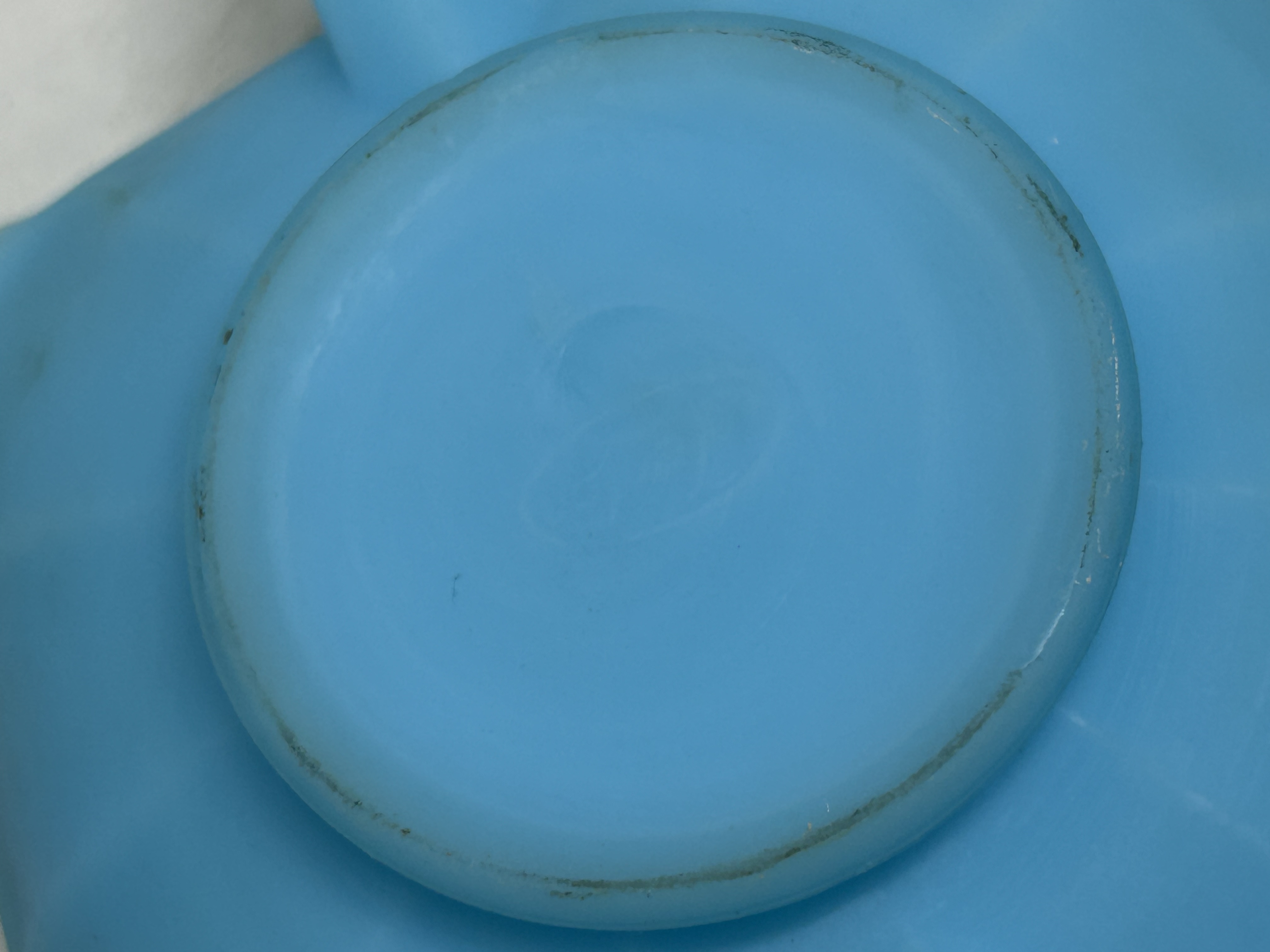 FENTON BLUE SATIN BUTTERFLY BONBON, 1970S
