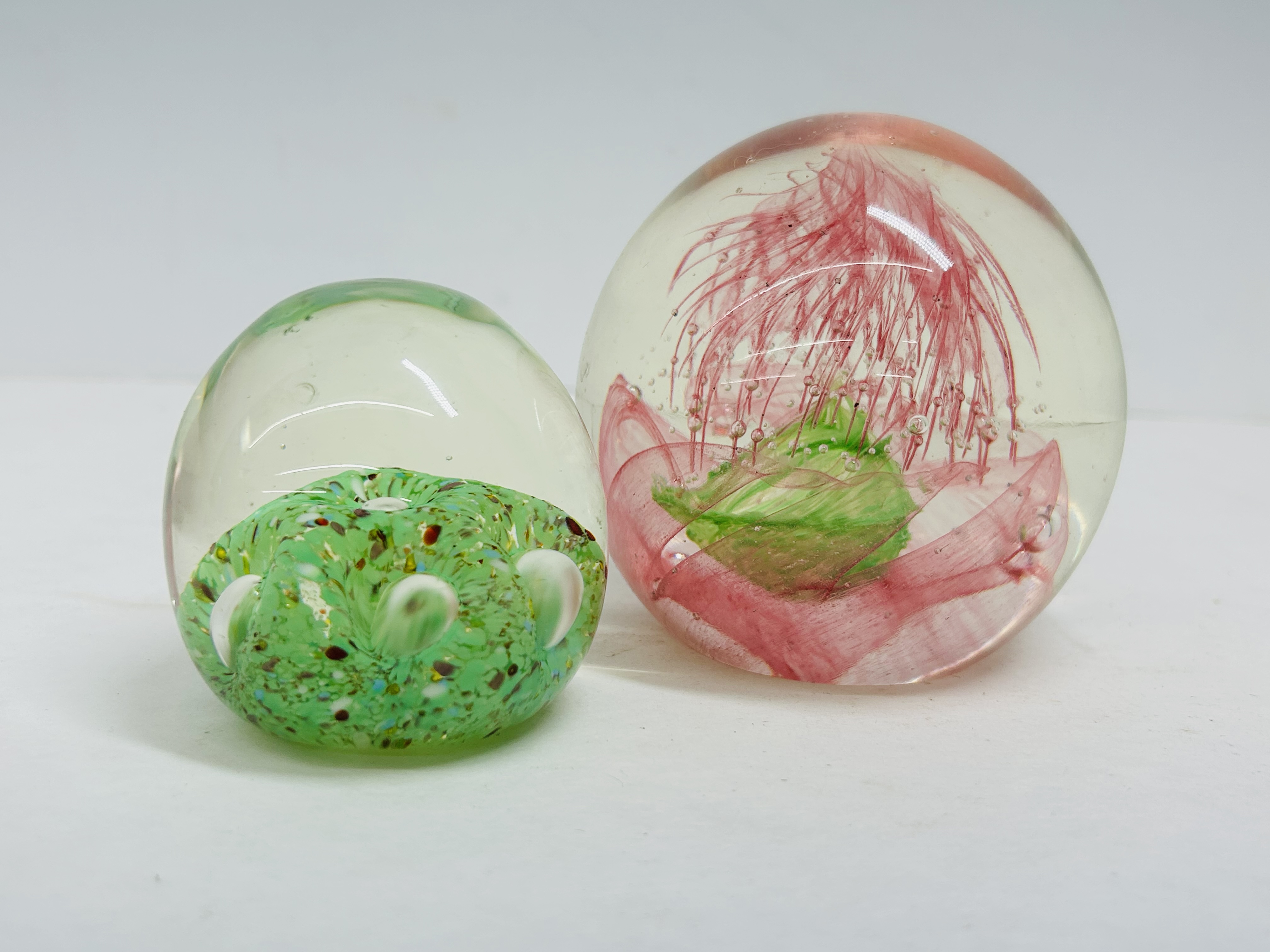 TWO ART GLASS PAPERWEIGHTS, 20TH CENTURY