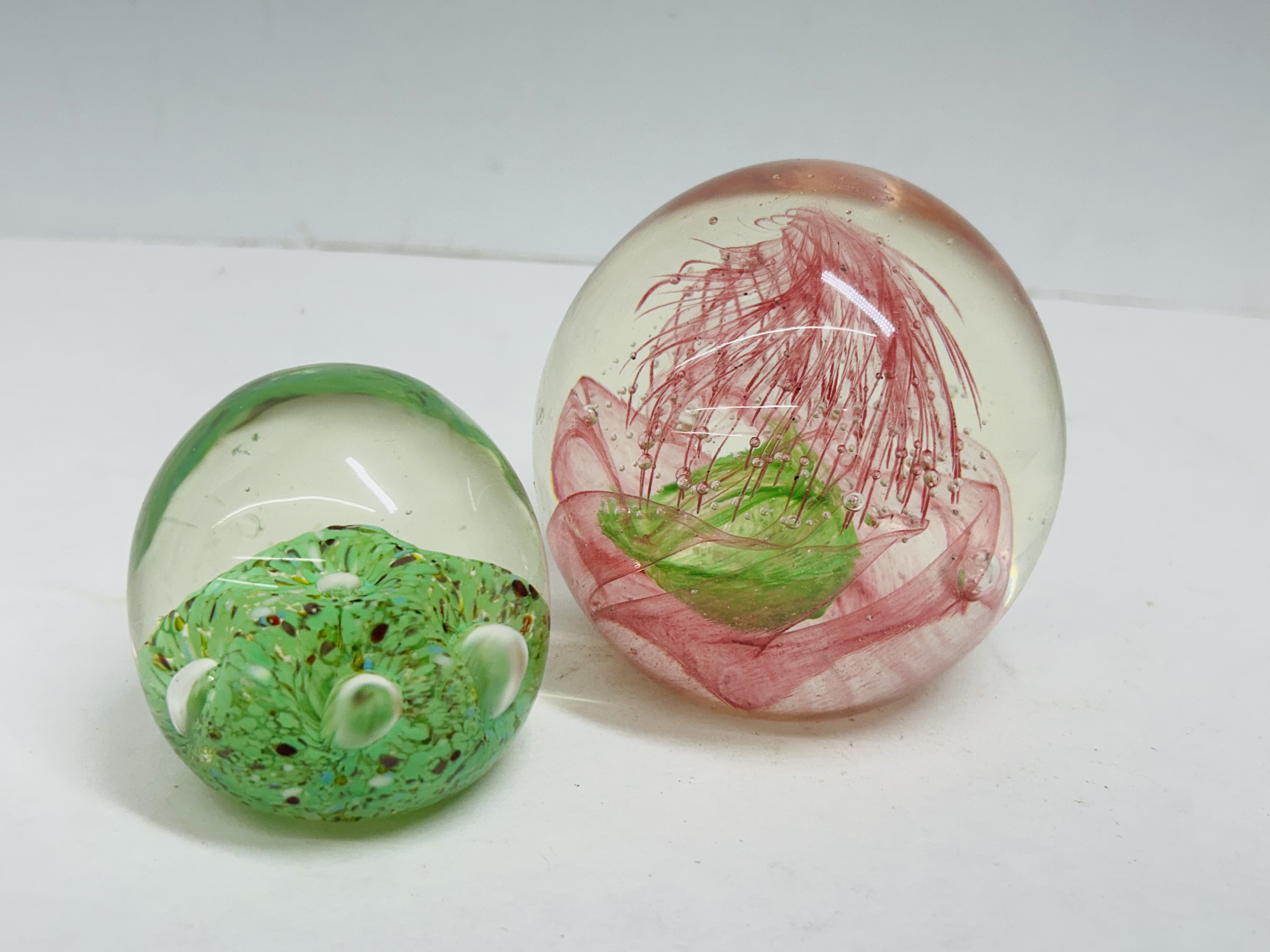 TWO ART GLASS PAPERWEIGHTS, 20TH CENTURY