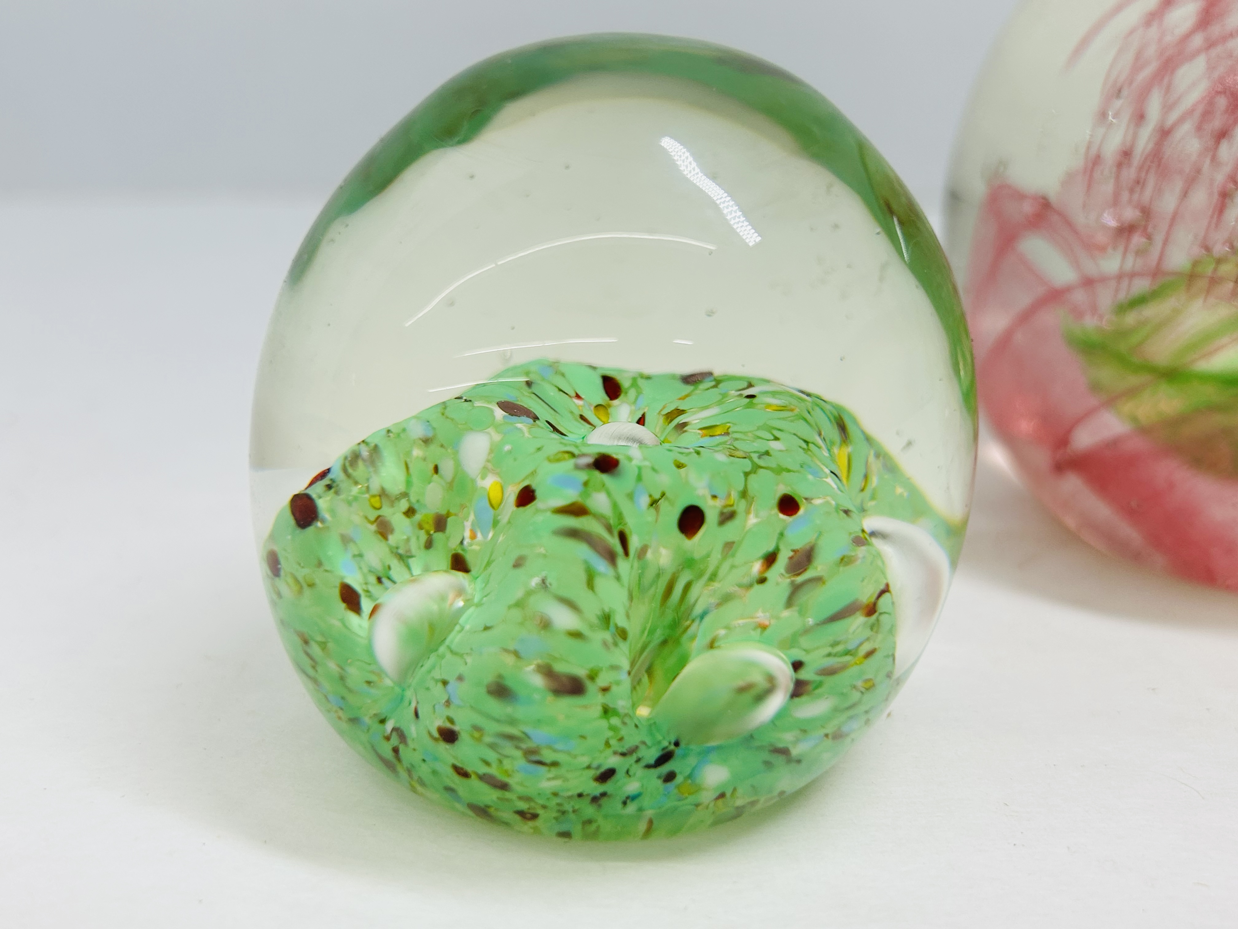 TWO ART GLASS PAPERWEIGHTS, 20TH CENTURY