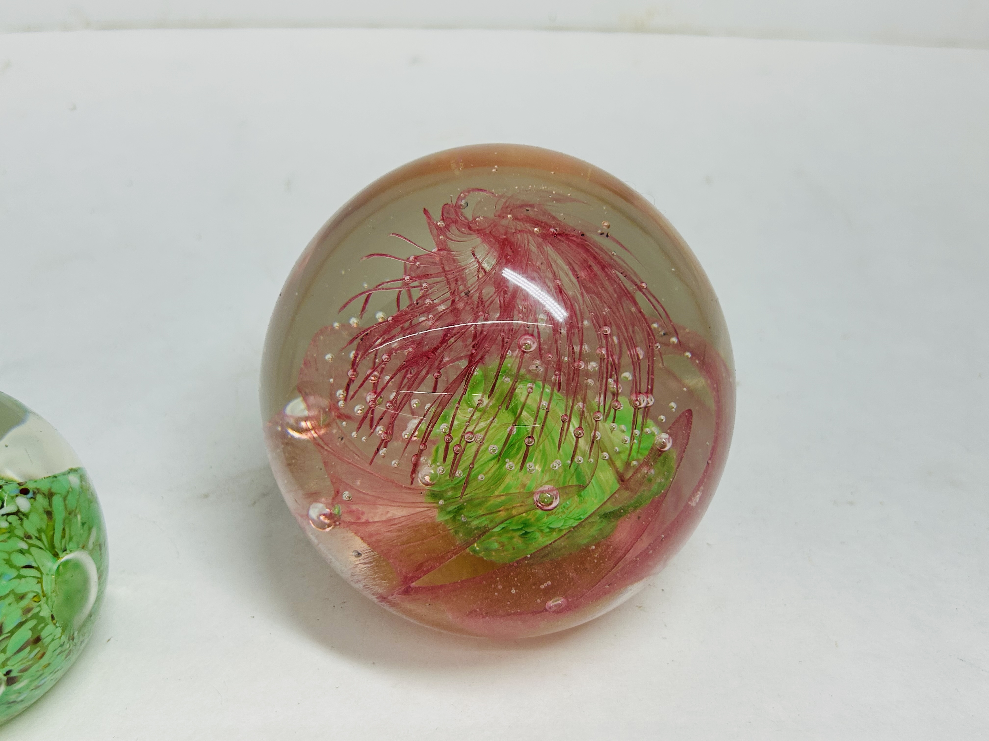 TWO ART GLASS PAPERWEIGHTS, 20TH CENTURY