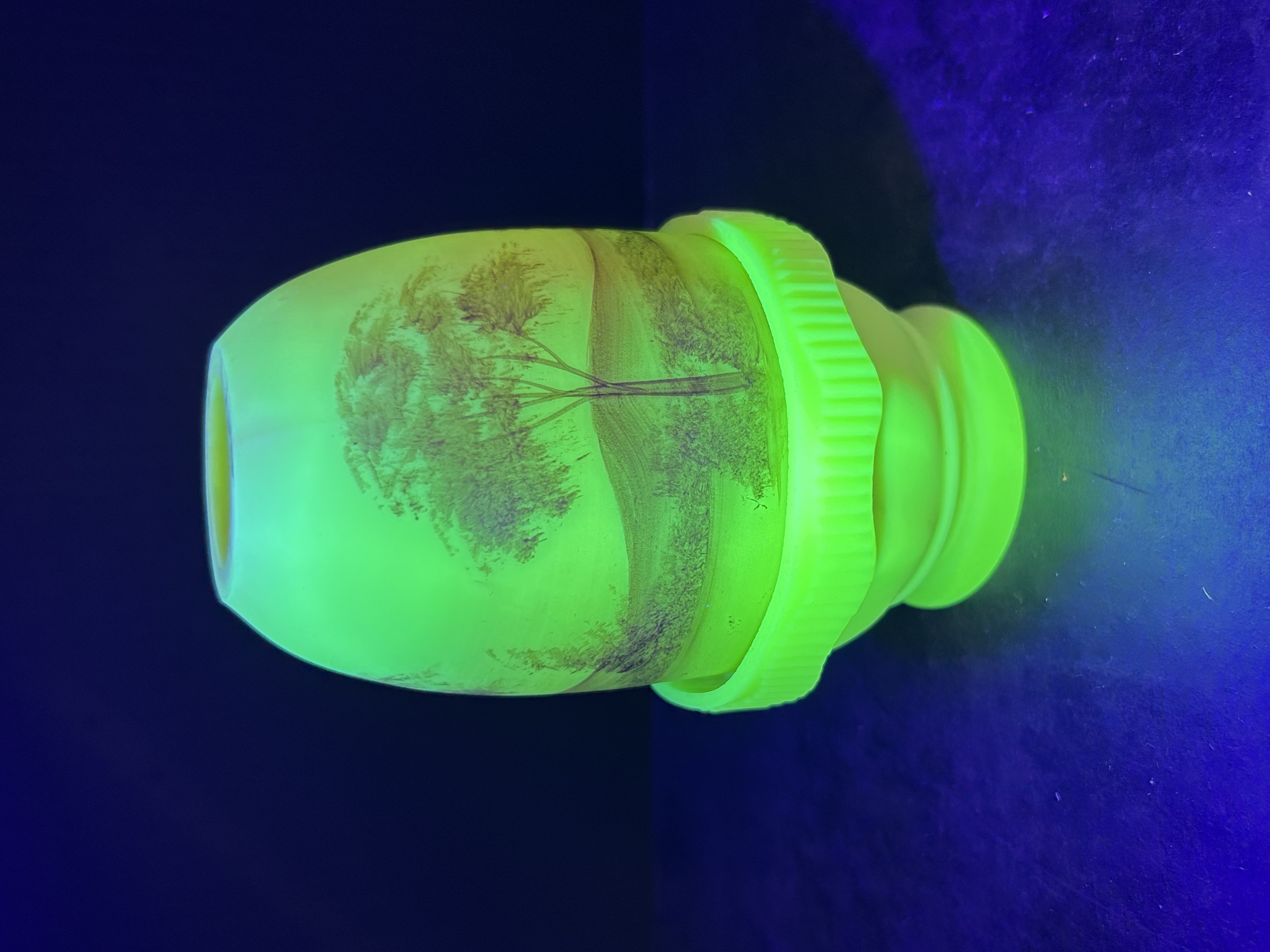 FENTON URANIUM CUSTARD GLASS FAIRY LAMP, LATE 20TH CENTURY