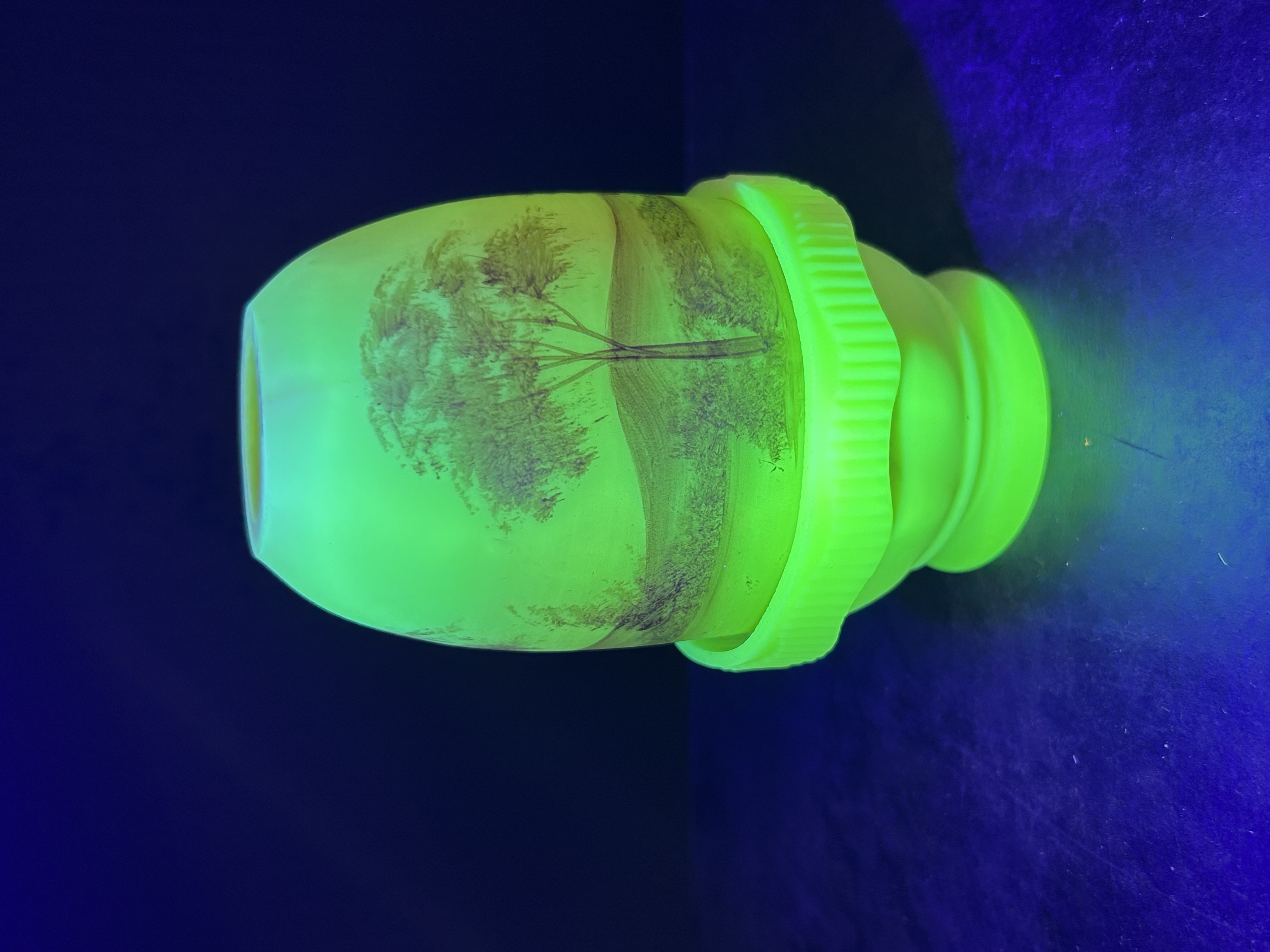 FENTON URANIUM CUSTARD GLASS FAIRY LAMP, LATE 20TH CENTURY