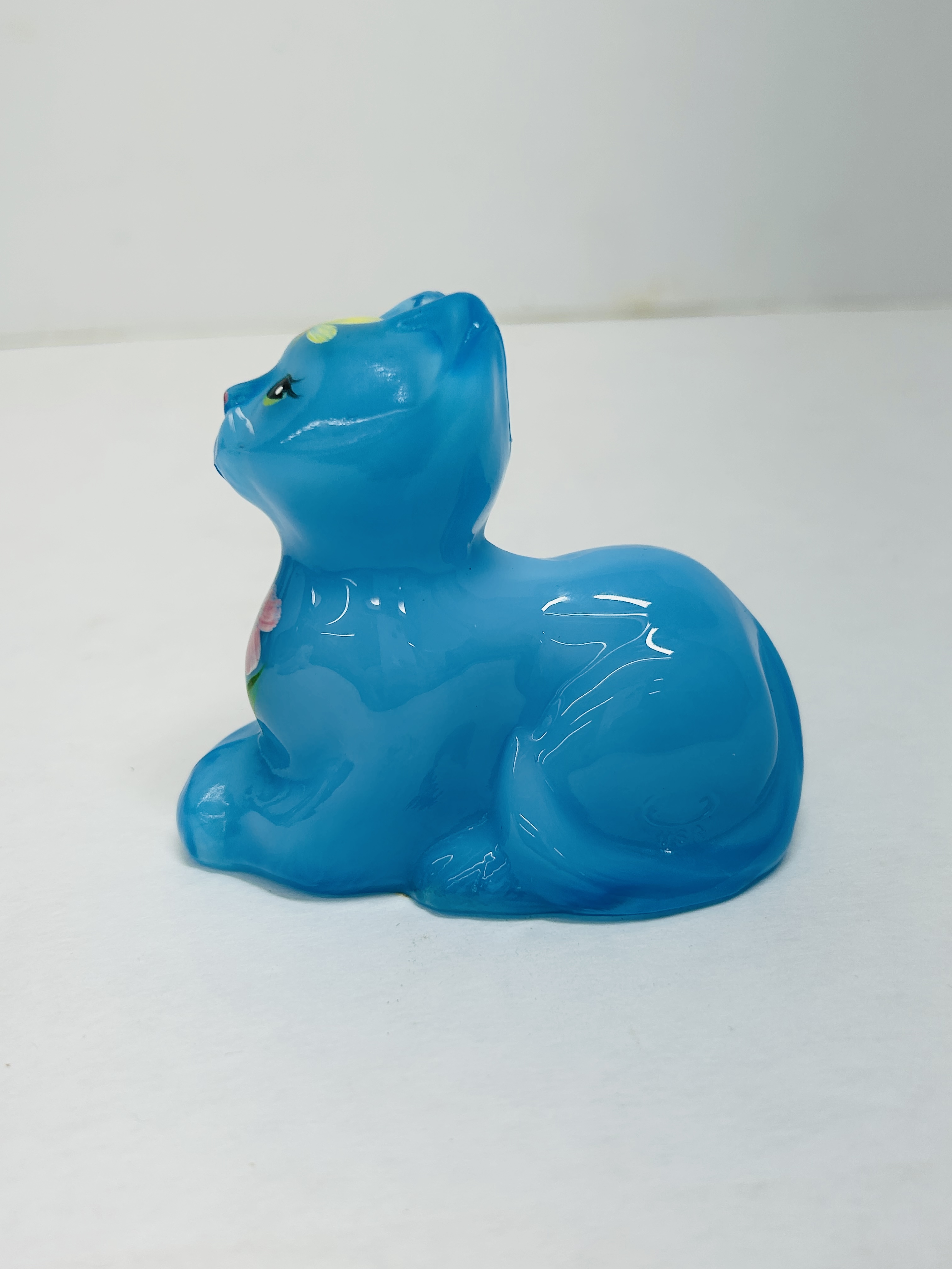 FENTON BLUE GLASS CAT FIGURINE
