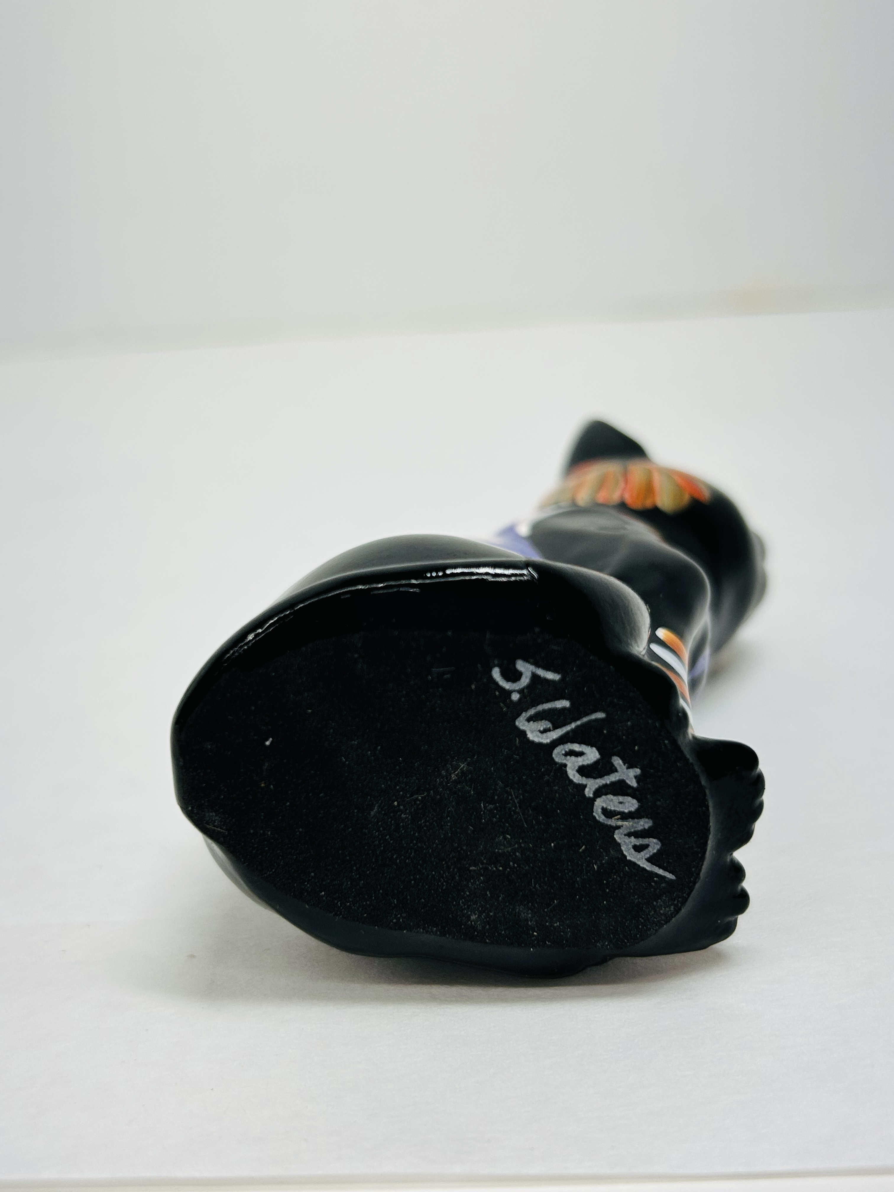 FENTON PAINTED BLACK GLASS CAT, 2007
