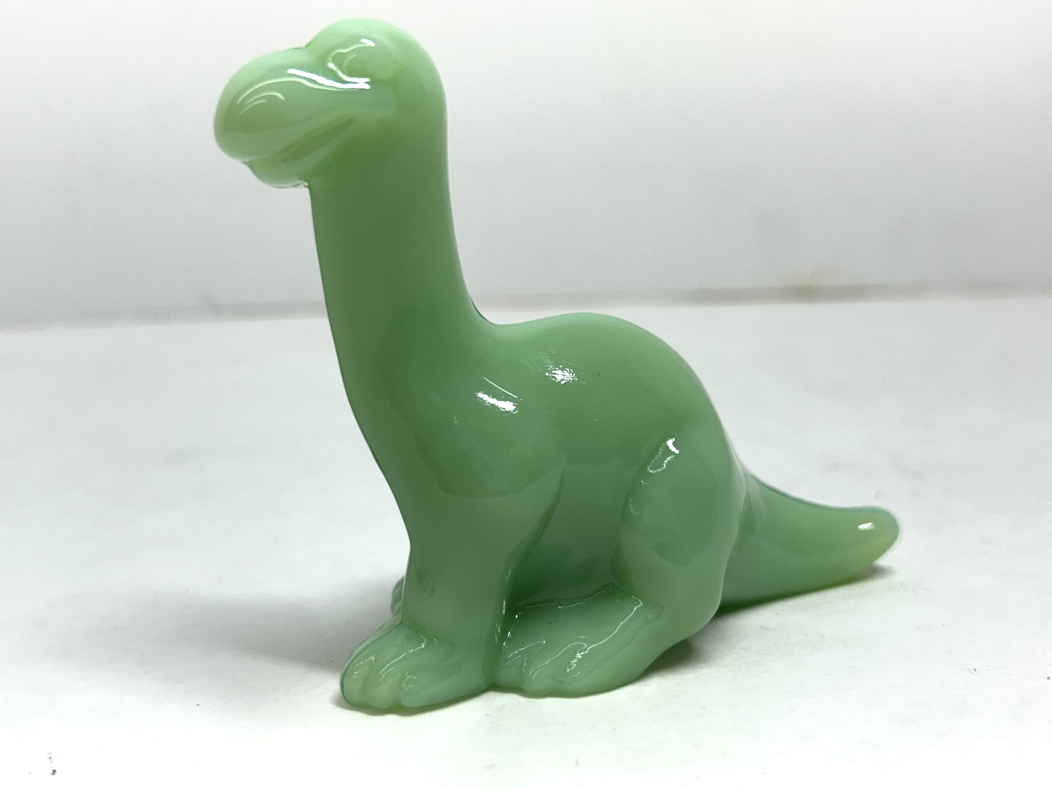 MOSSER GLASS JADEITE BRONTOSAURUS FIGURINE
