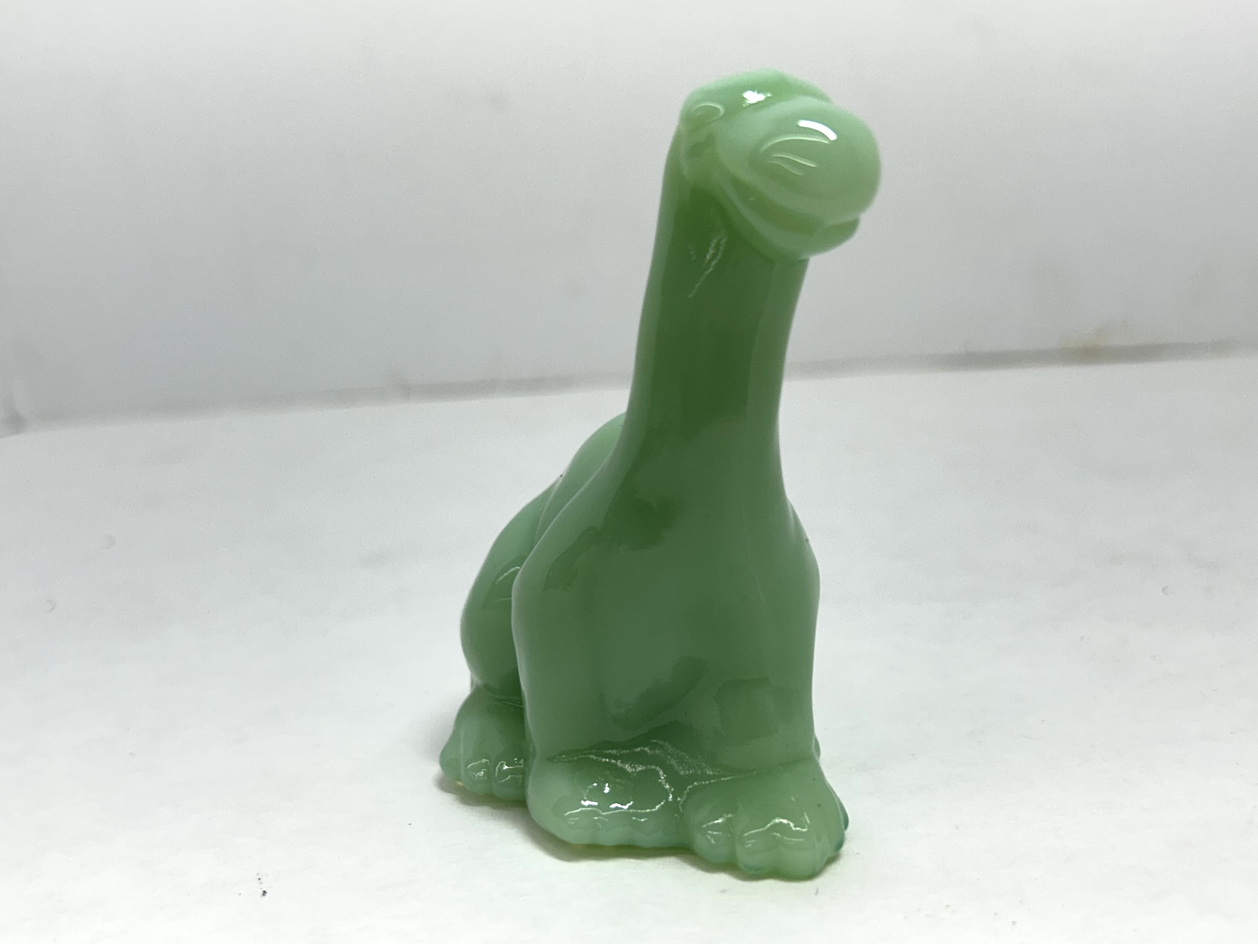 MOSSER GLASS JADEITE BRONTOSAURUS FIGURINE