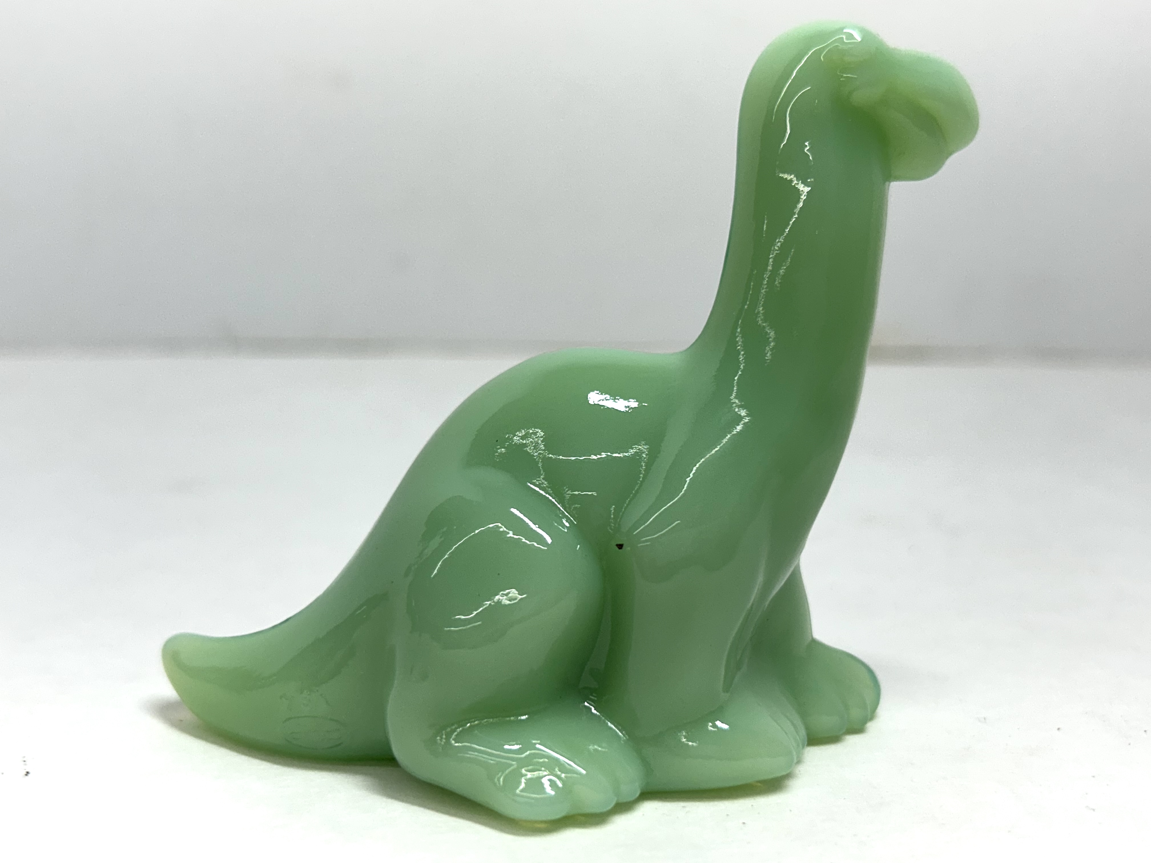 MOSSER GLASS JADEITE BRONTOSAURUS FIGURINE