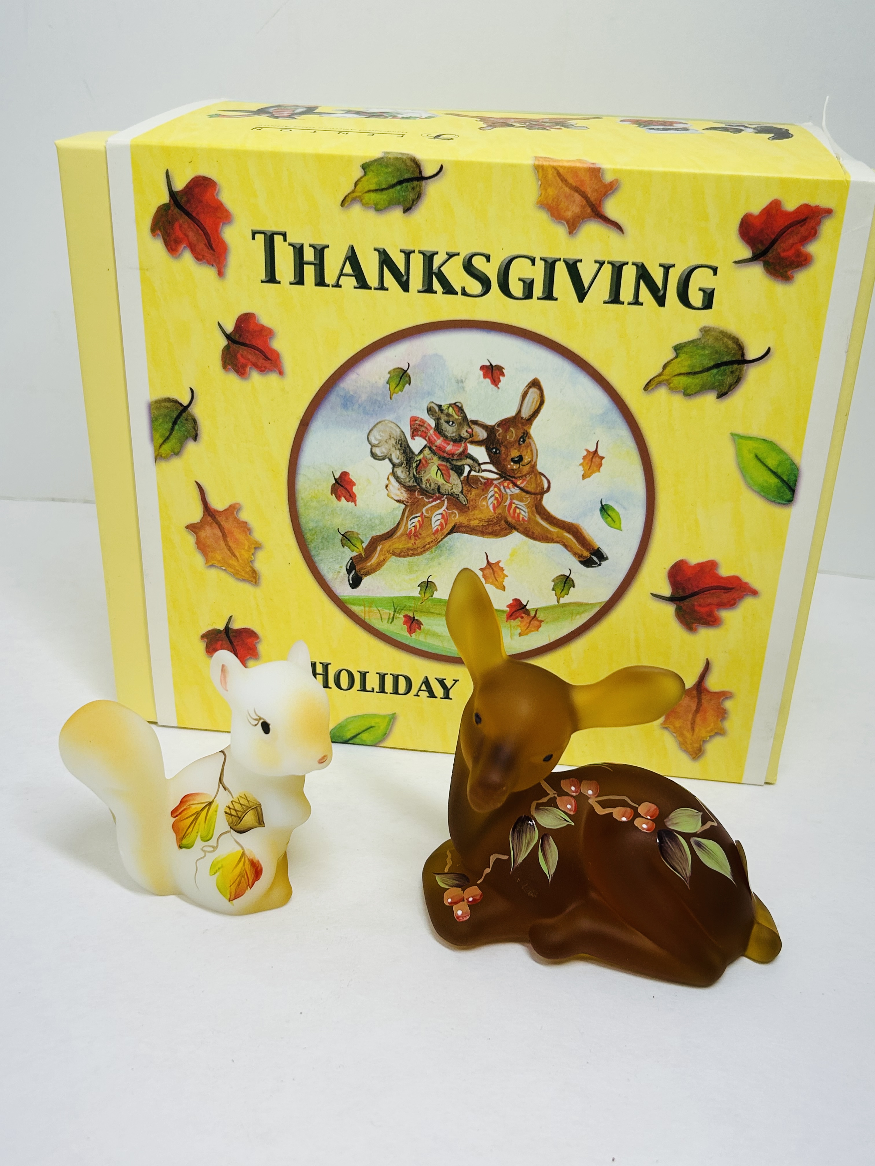 FENTON THANKSGIVING GLASS SET CIRCA 2000