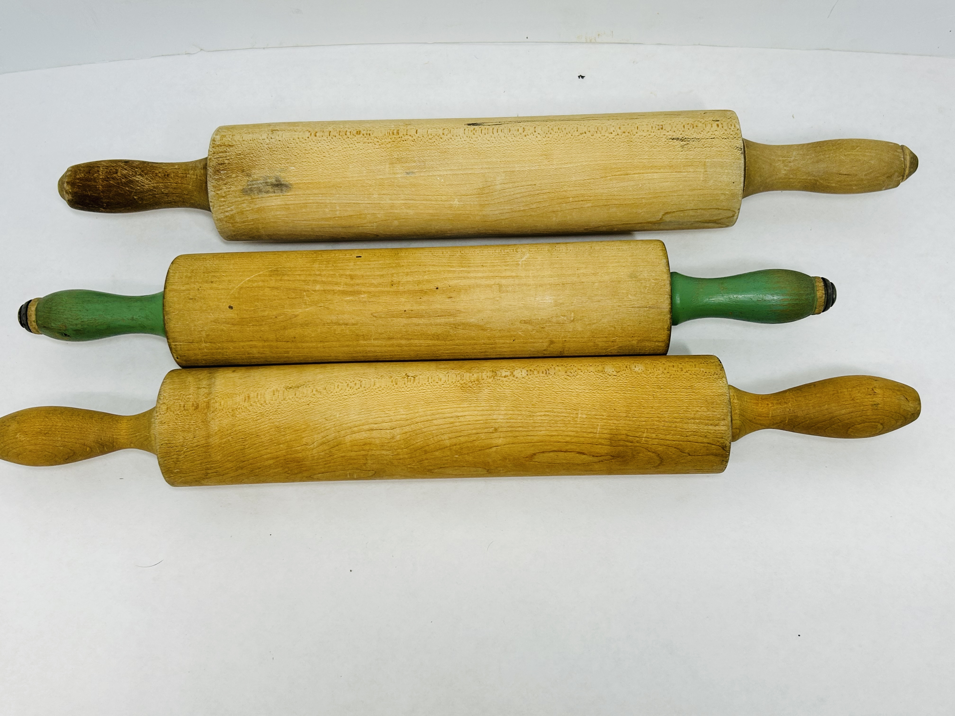 TRIO OF VINTAGE WOODEN ROLLING PINS, 20TH CENTURY