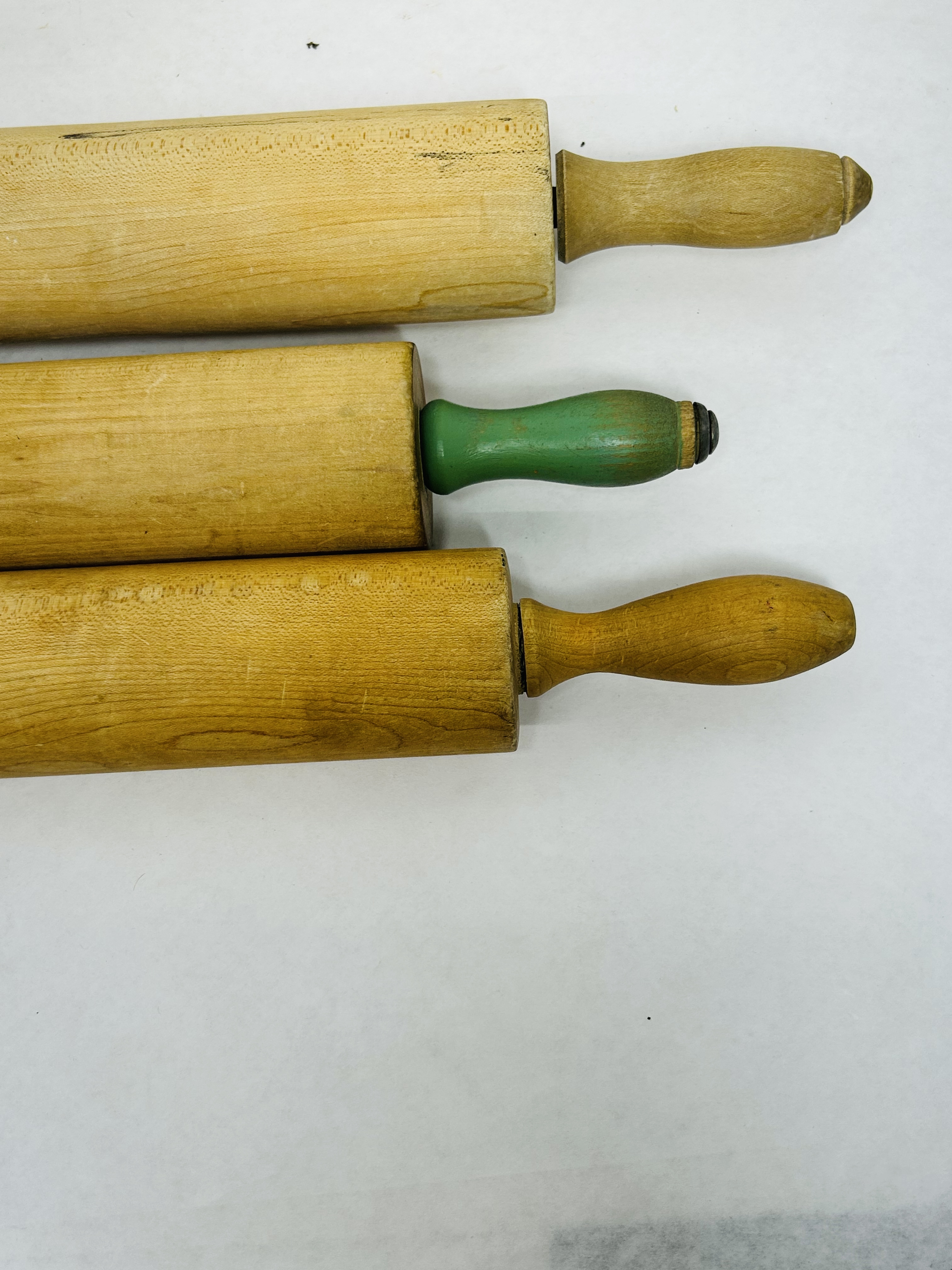 TRIO OF VINTAGE WOODEN ROLLING PINS, 20TH CENTURY