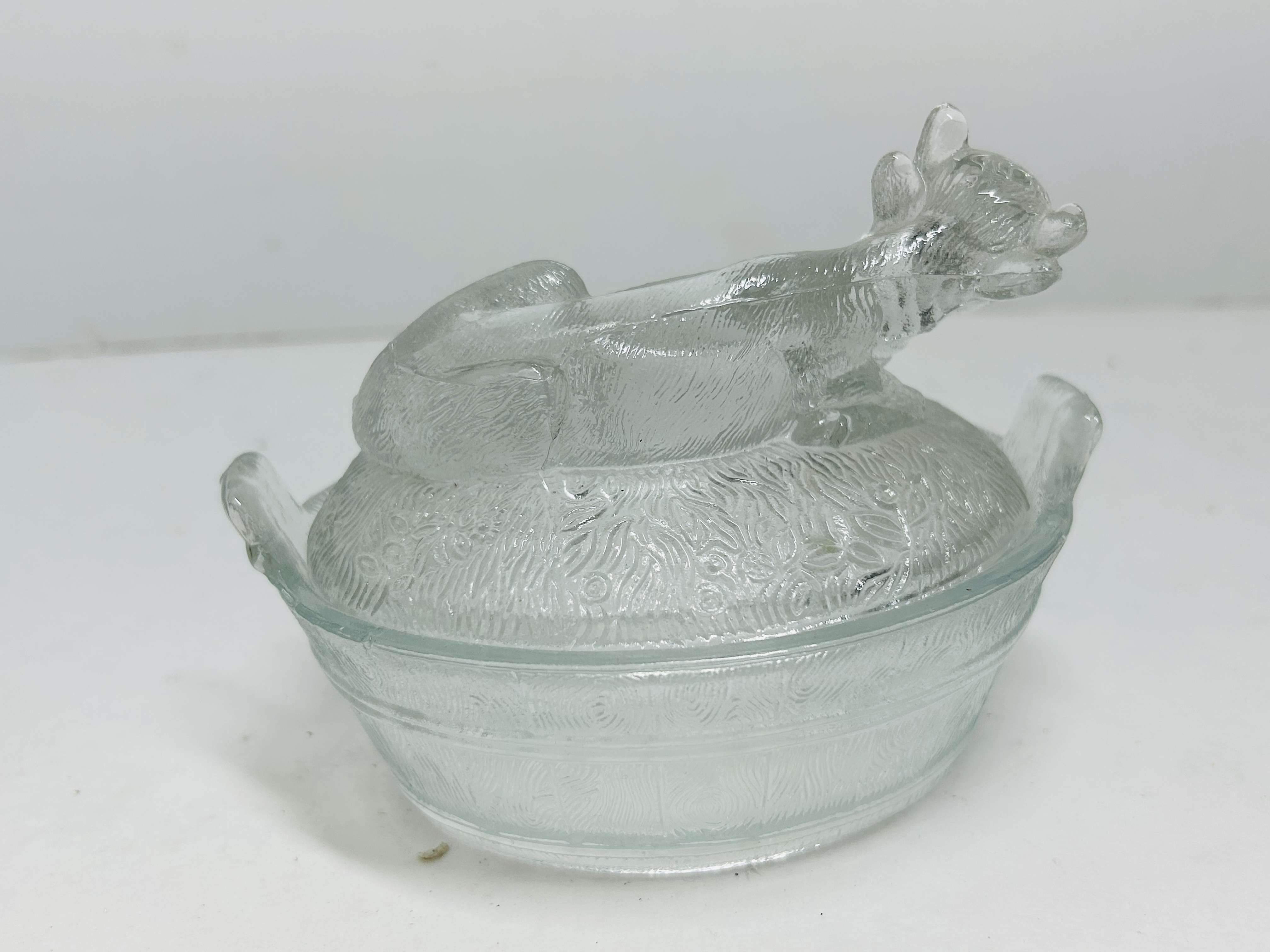 CLEAR GLASS COW DISH