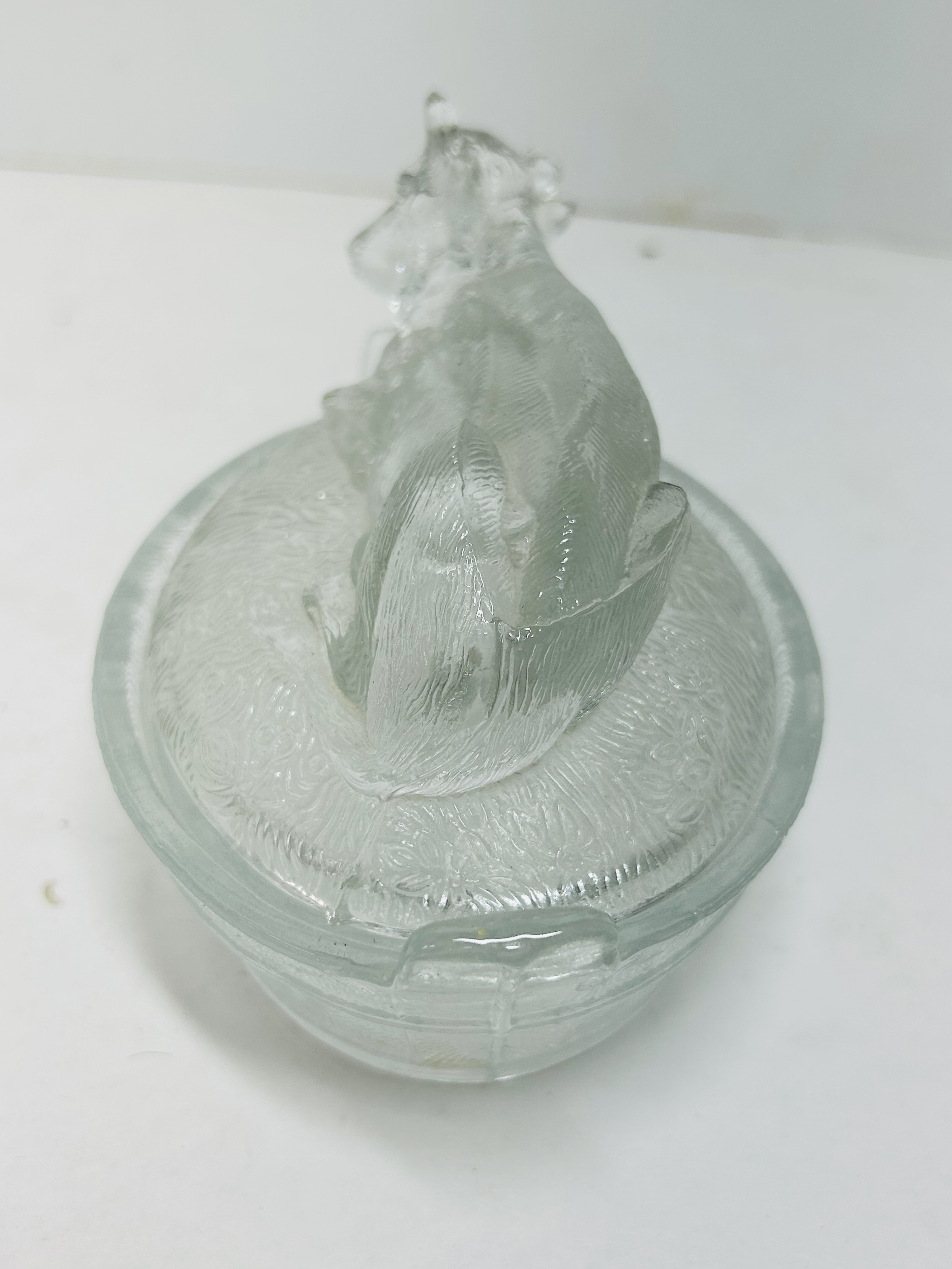 CLEAR GLASS COW DISH