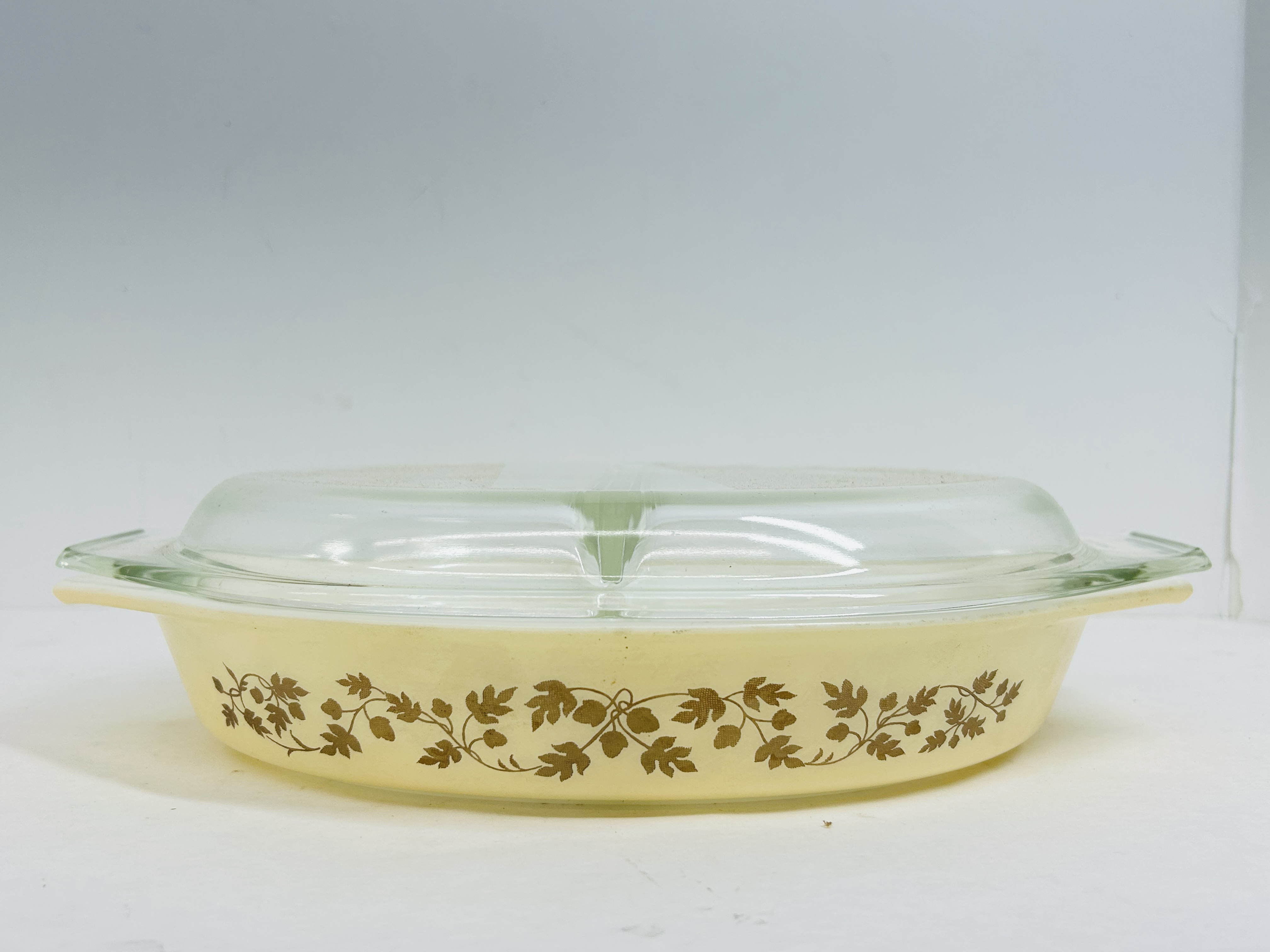 PYREX GOLDEN ACORN OPAL CASSEROLE, 1960