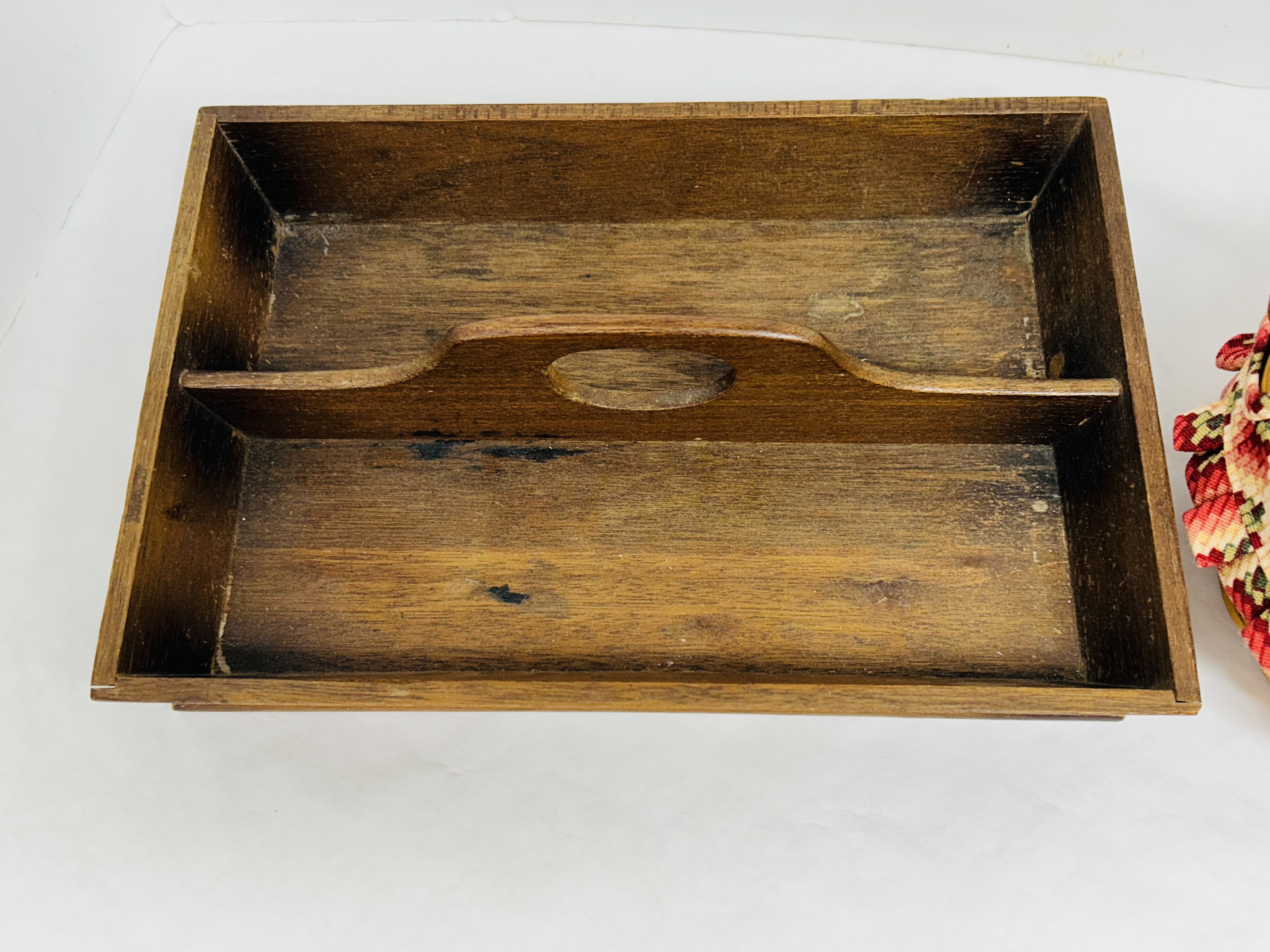 LONGABERGER BASKET AND WOODEN TRAY, CIRCA 1997