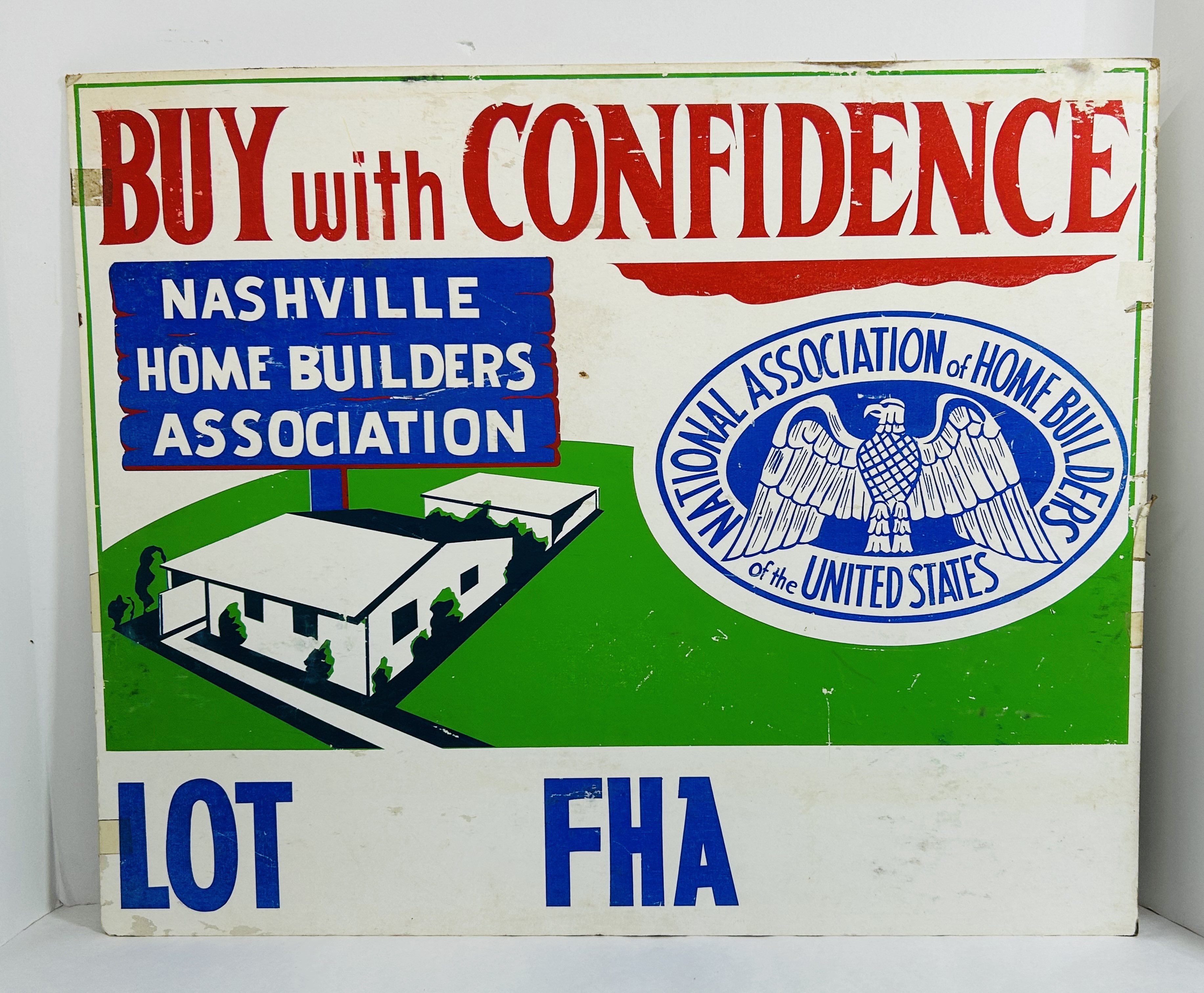 NASHVILLE HOME BUILDERS ASSOCIATION BOARD SIGN, MID-CENTURY
