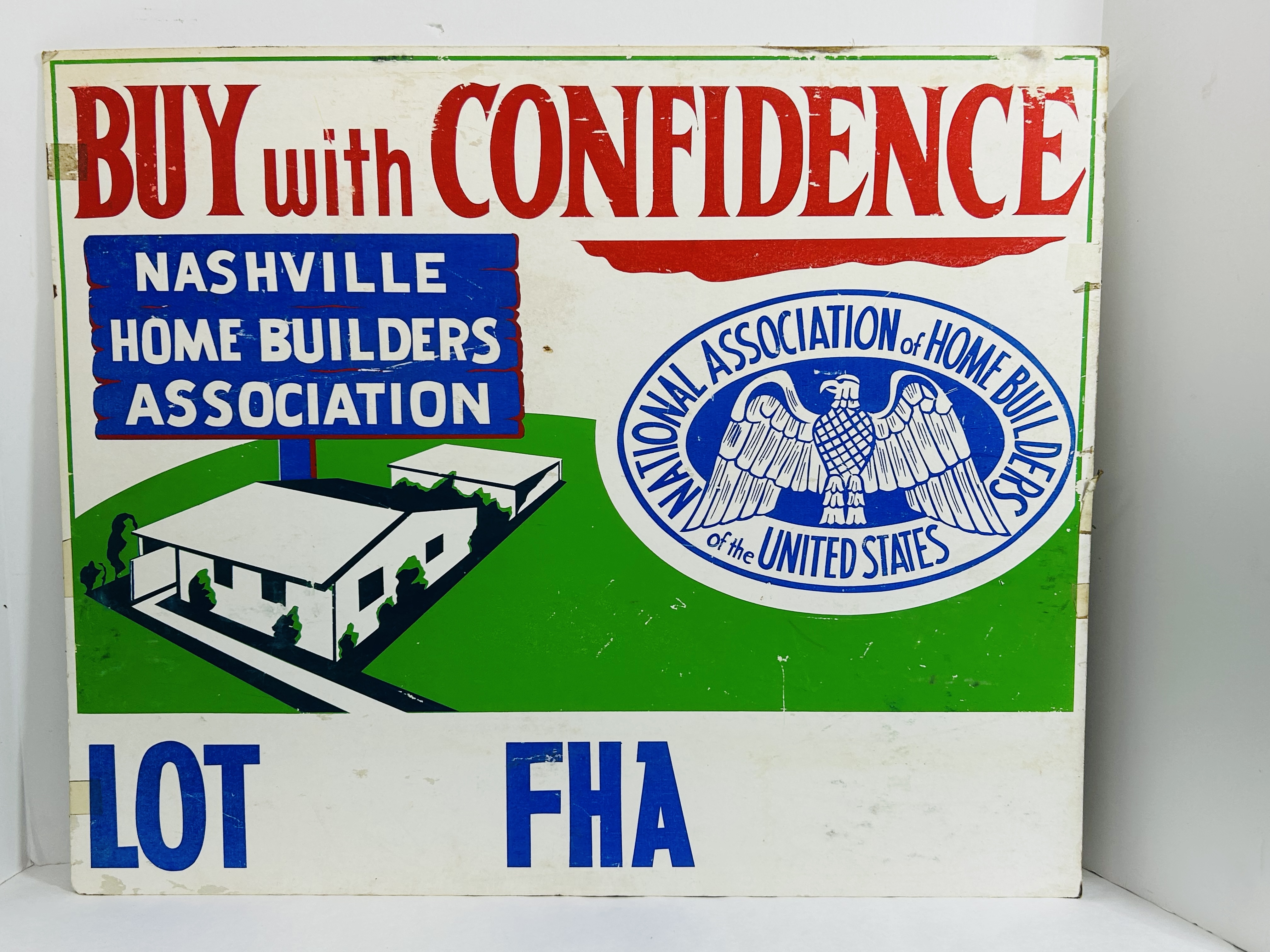 NASHVILLE HOME BUILDERS ASSOCIATION BOARD SIGN, MID-CENTURY