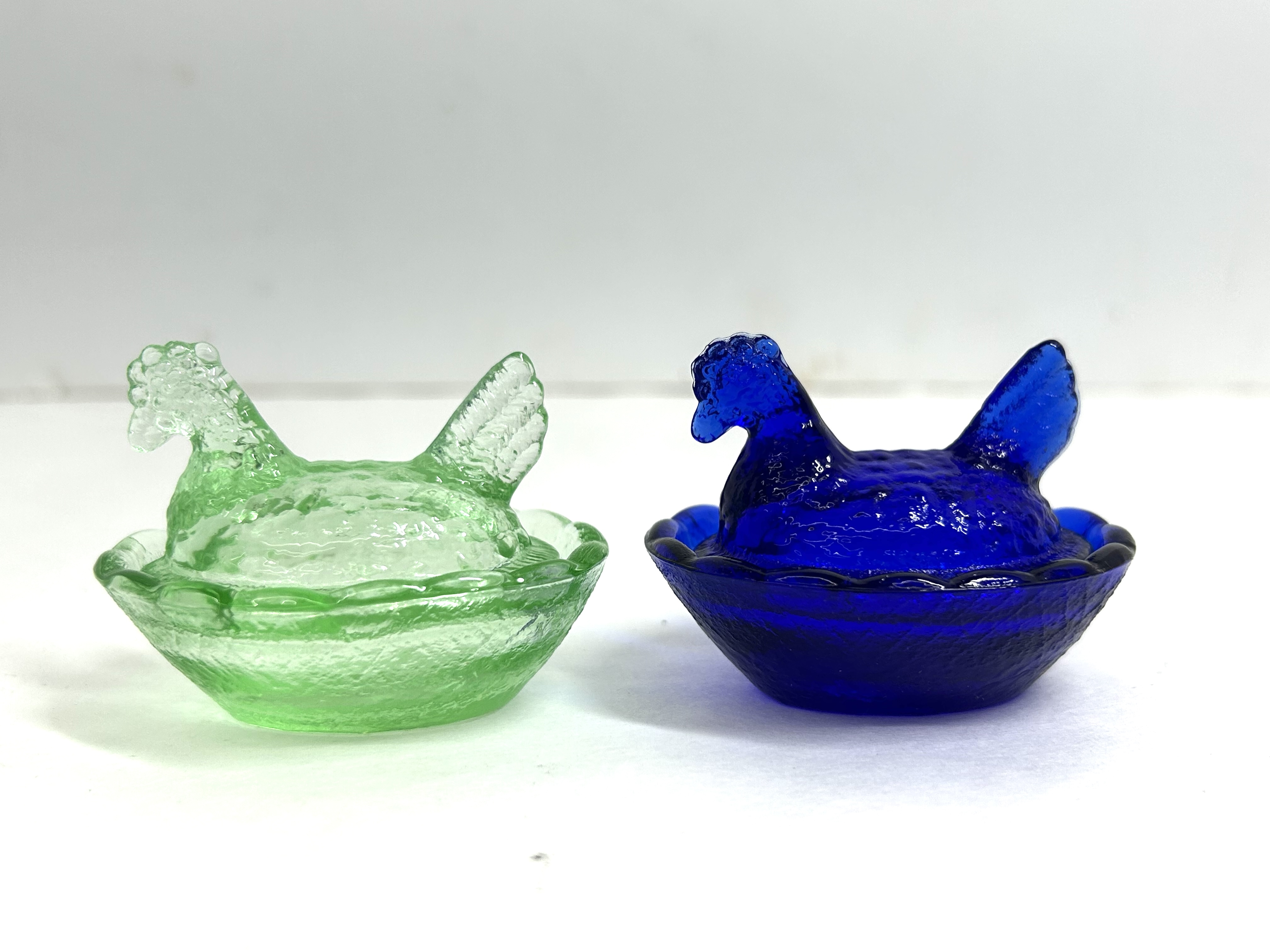 VINTAGE GLASS HEN ON NEST DISHES