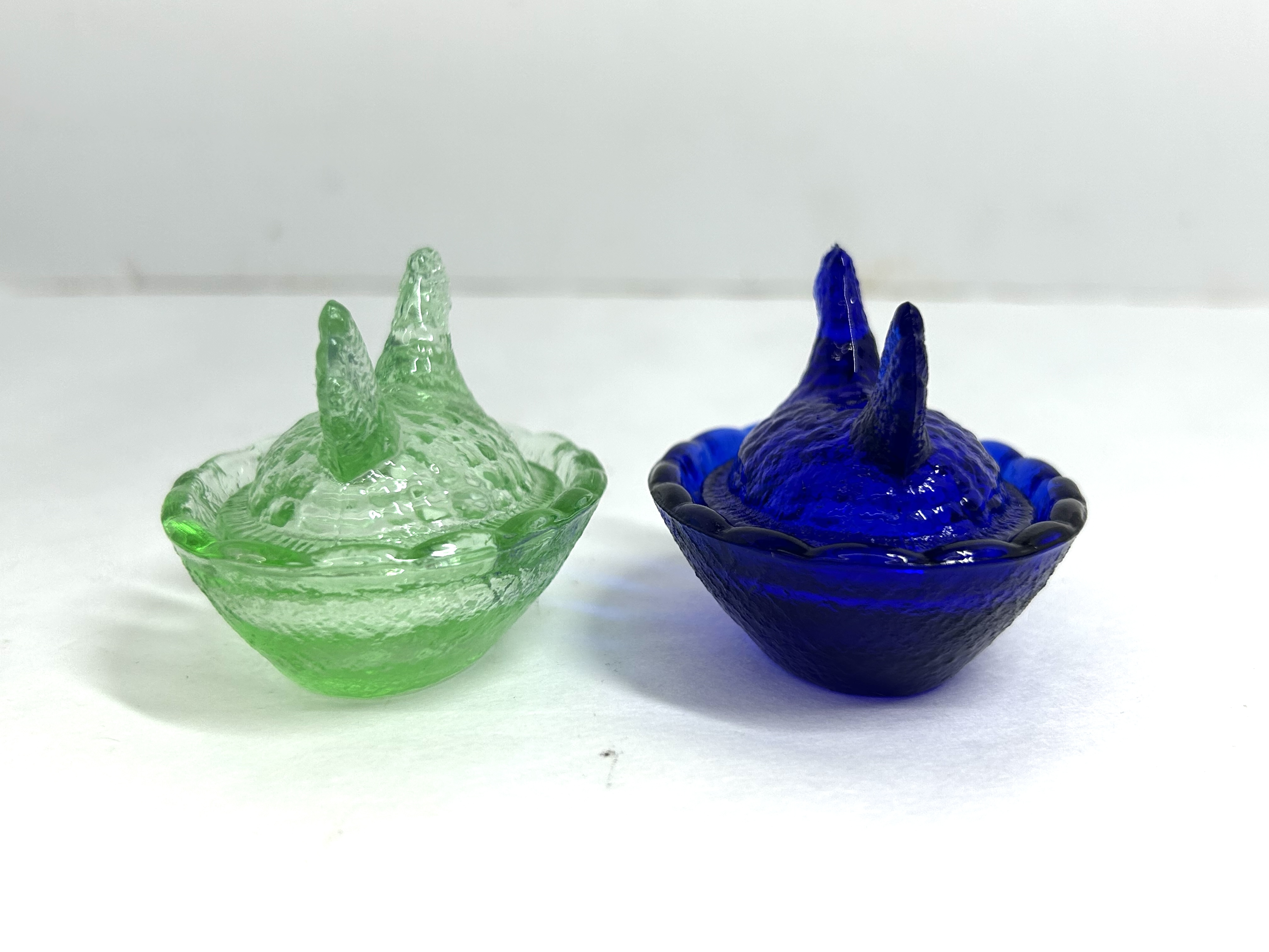 VINTAGE GLASS HEN ON NEST DISHES