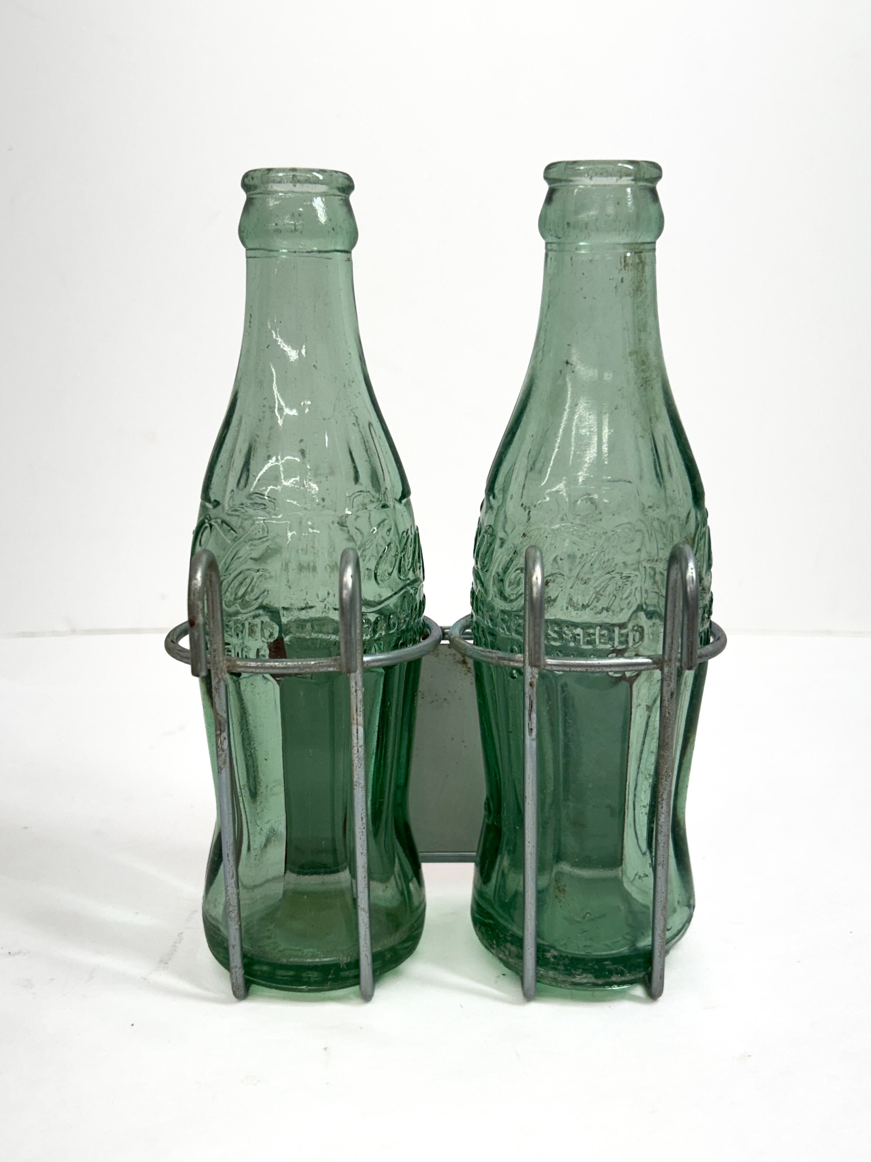 COCA-COLA STEEL SHOPPING CART HOLDER, 1950S