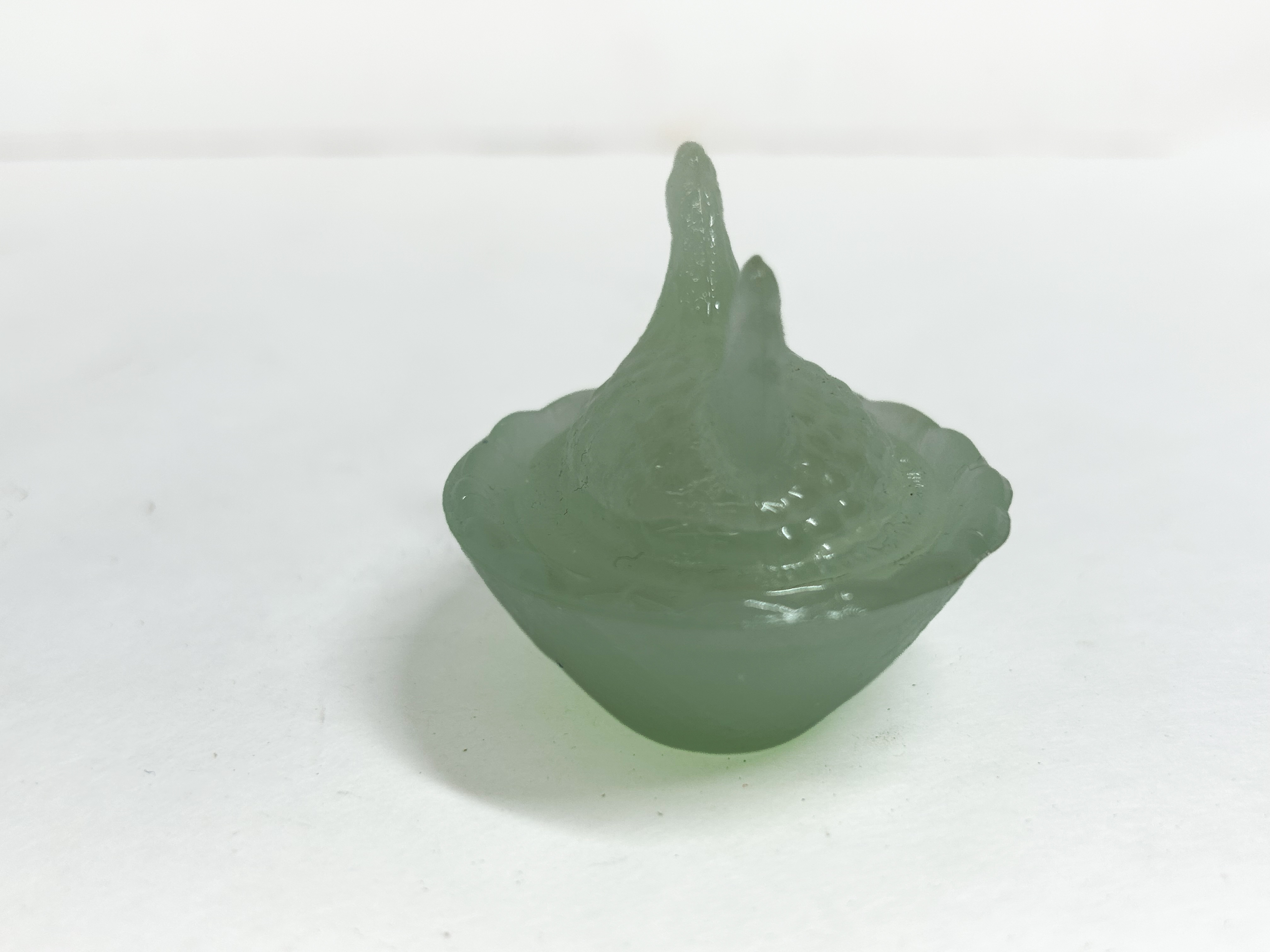 BOYD PALE GREEN GLASS HEN ON NEST