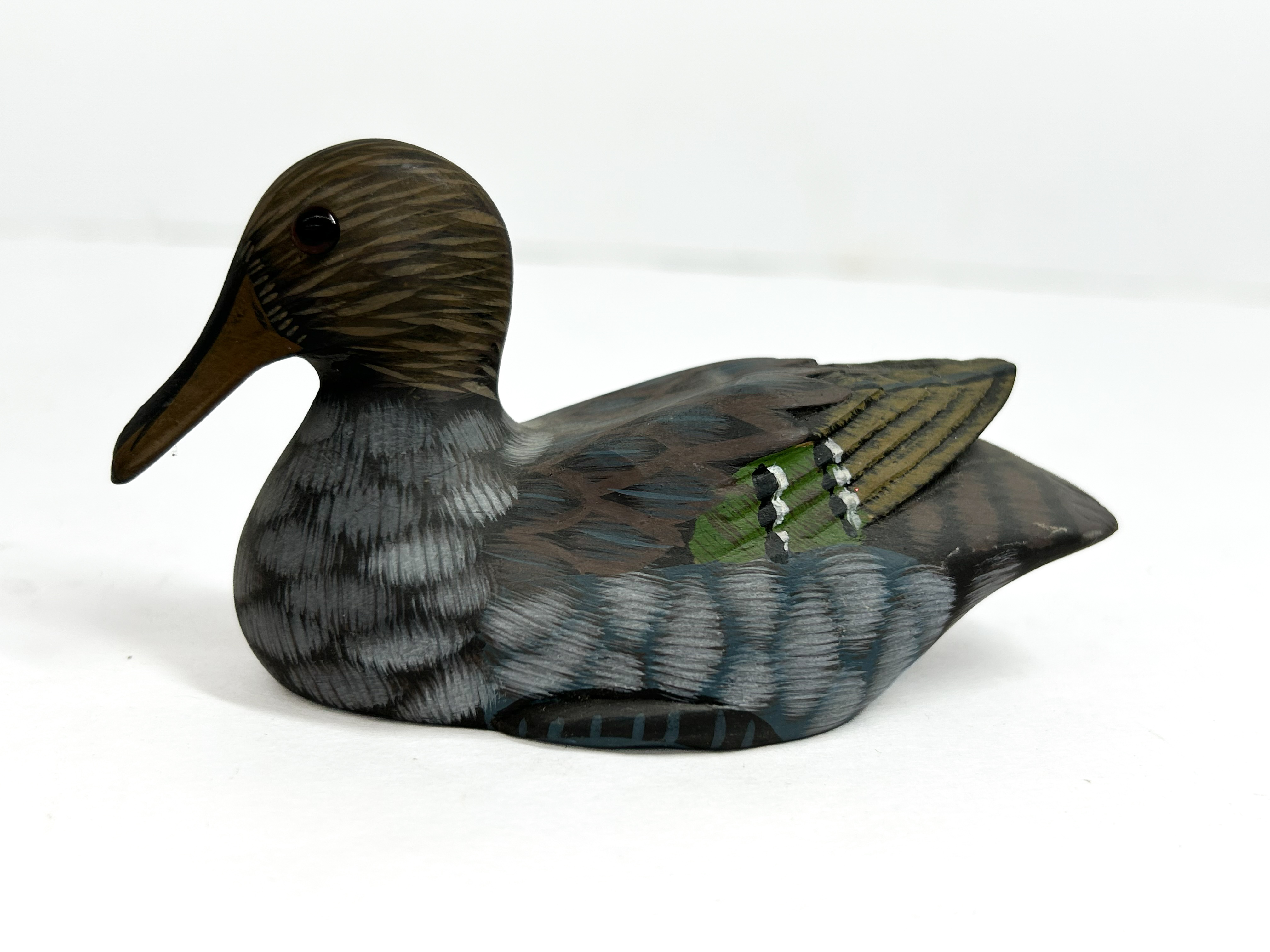 HAND PAINTED WOODEN TEAL DECOY