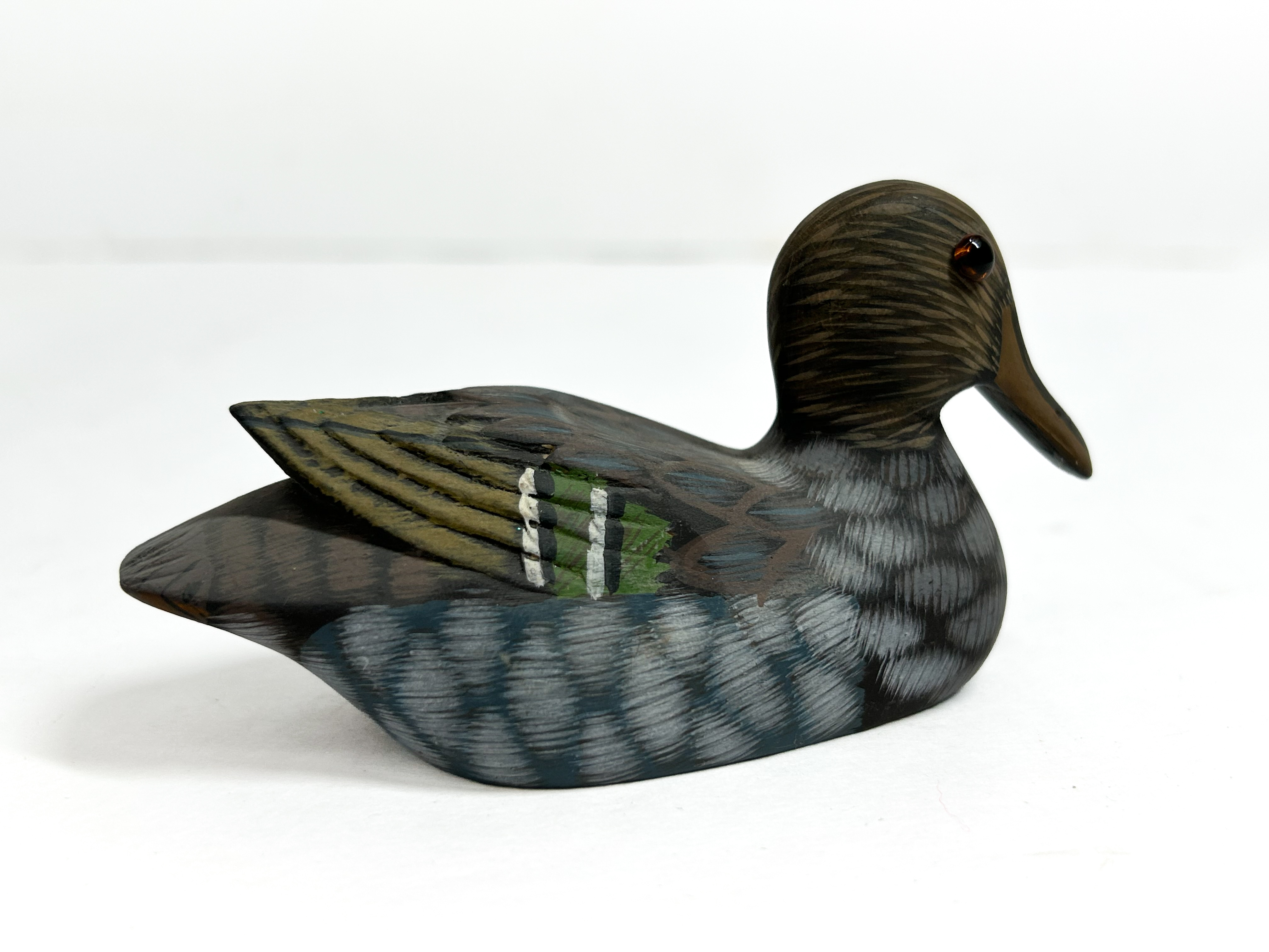 HAND PAINTED WOODEN TEAL DECOY