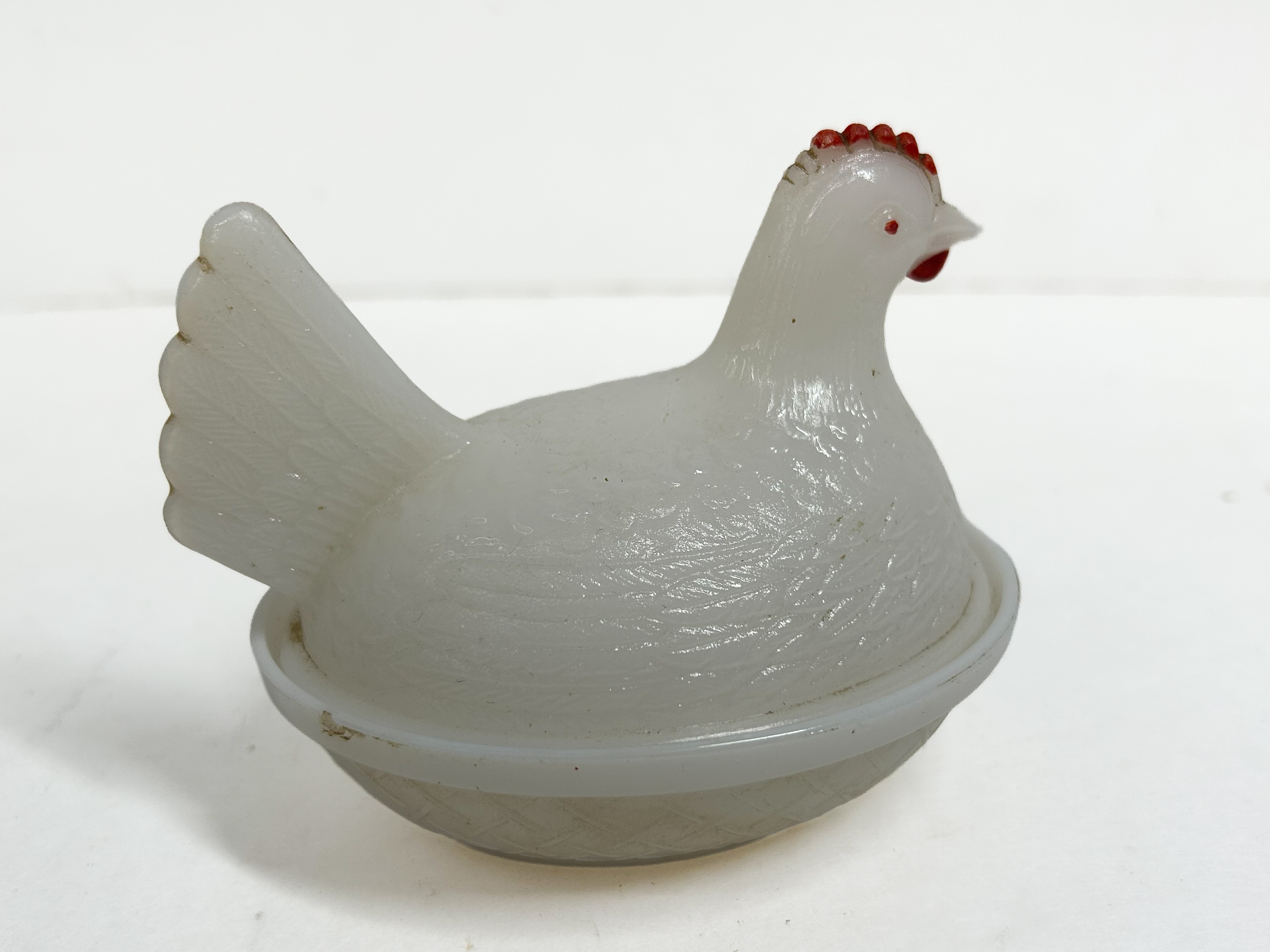 HAZEL ATLAS MILK GLASS HEN ON NEST