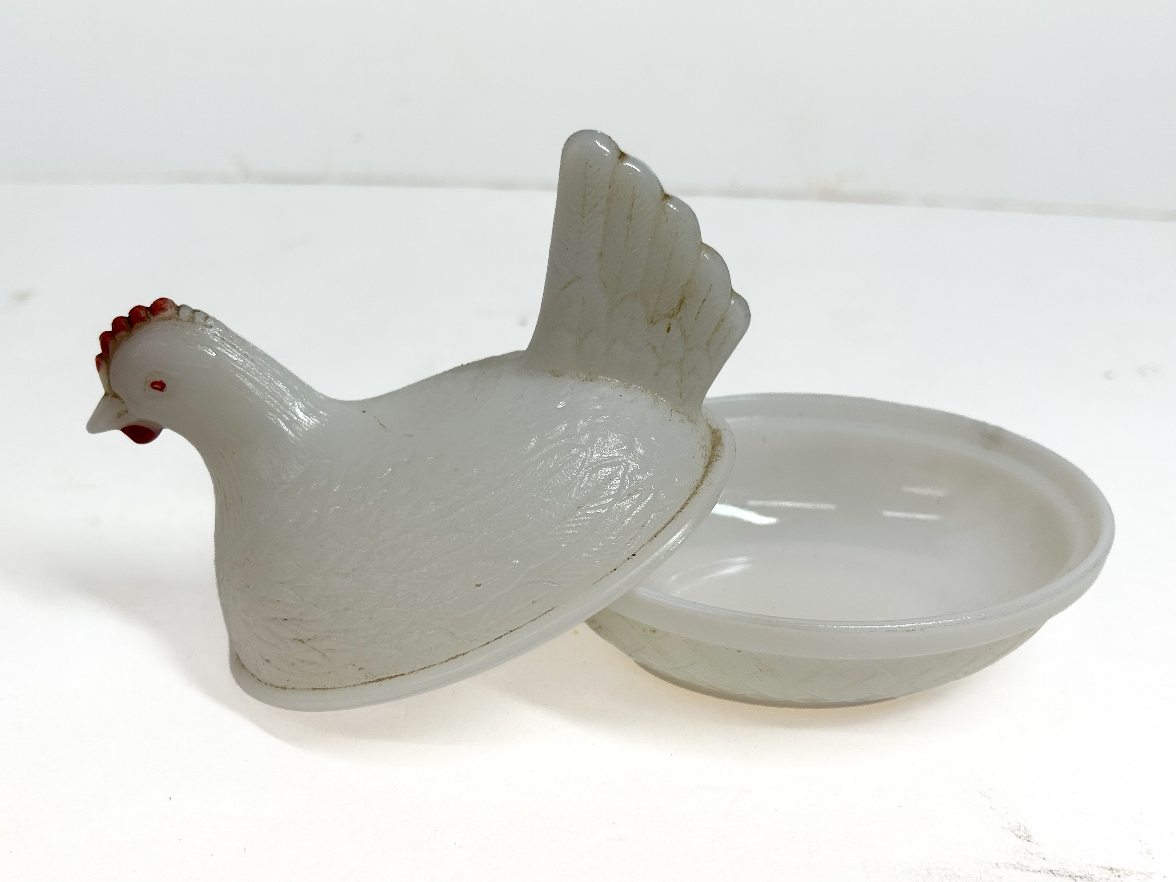 HAZEL ATLAS MILK GLASS HEN ON NEST