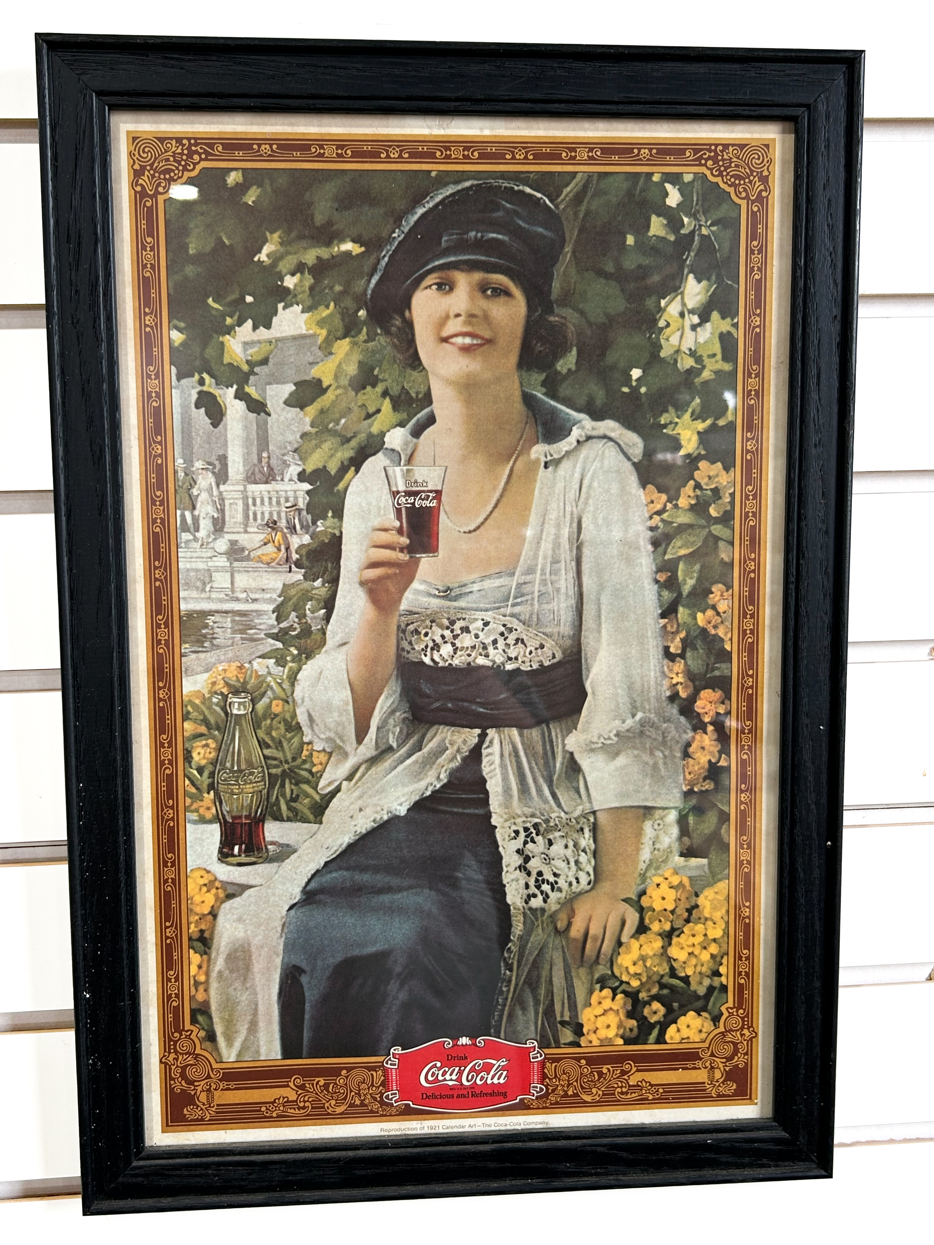 COCA-COLA FRAMED PAPER PRINT, LATE 20TH CENTURY