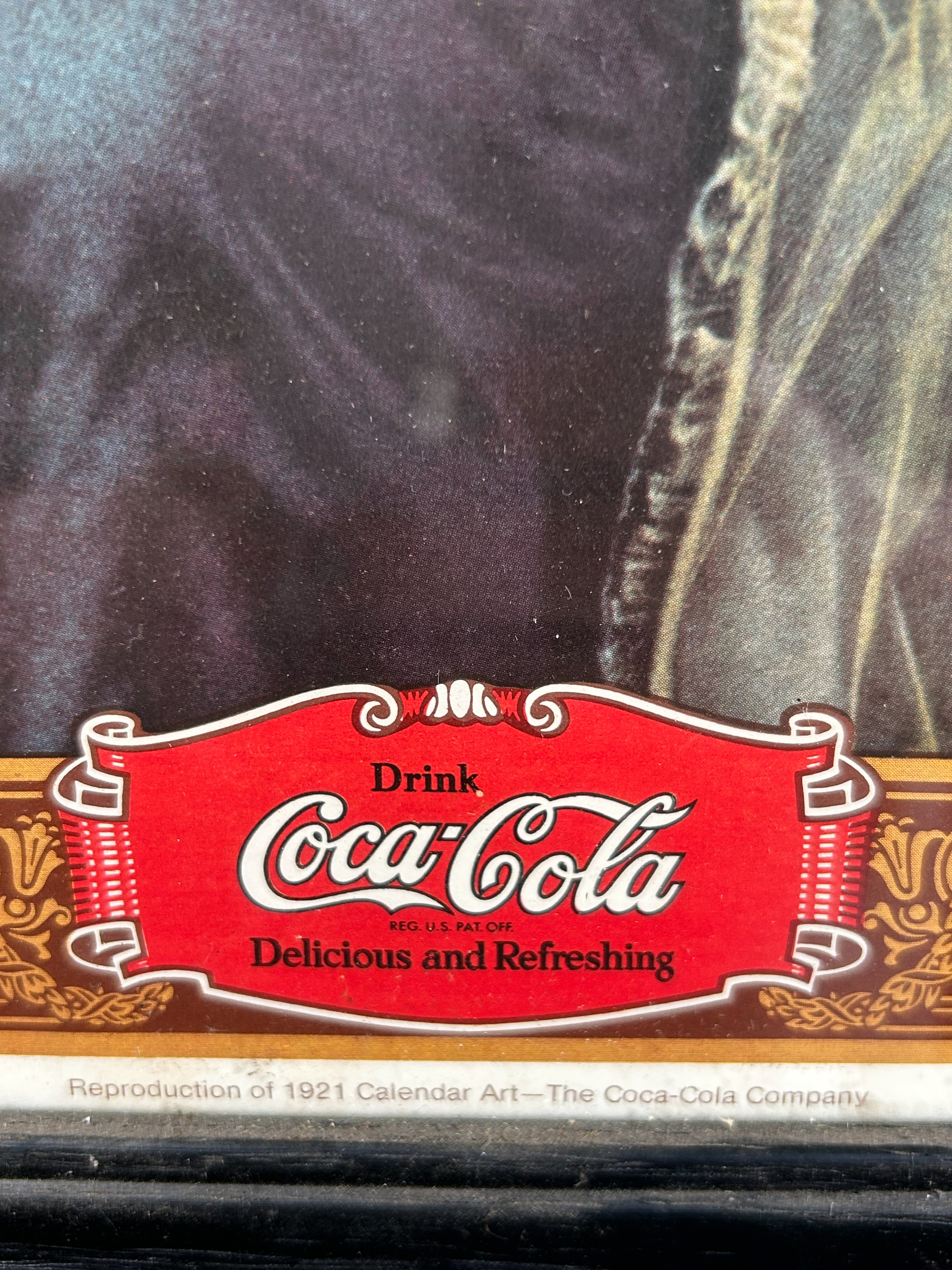 COCA-COLA FRAMED PAPER PRINT, LATE 20TH CENTURY